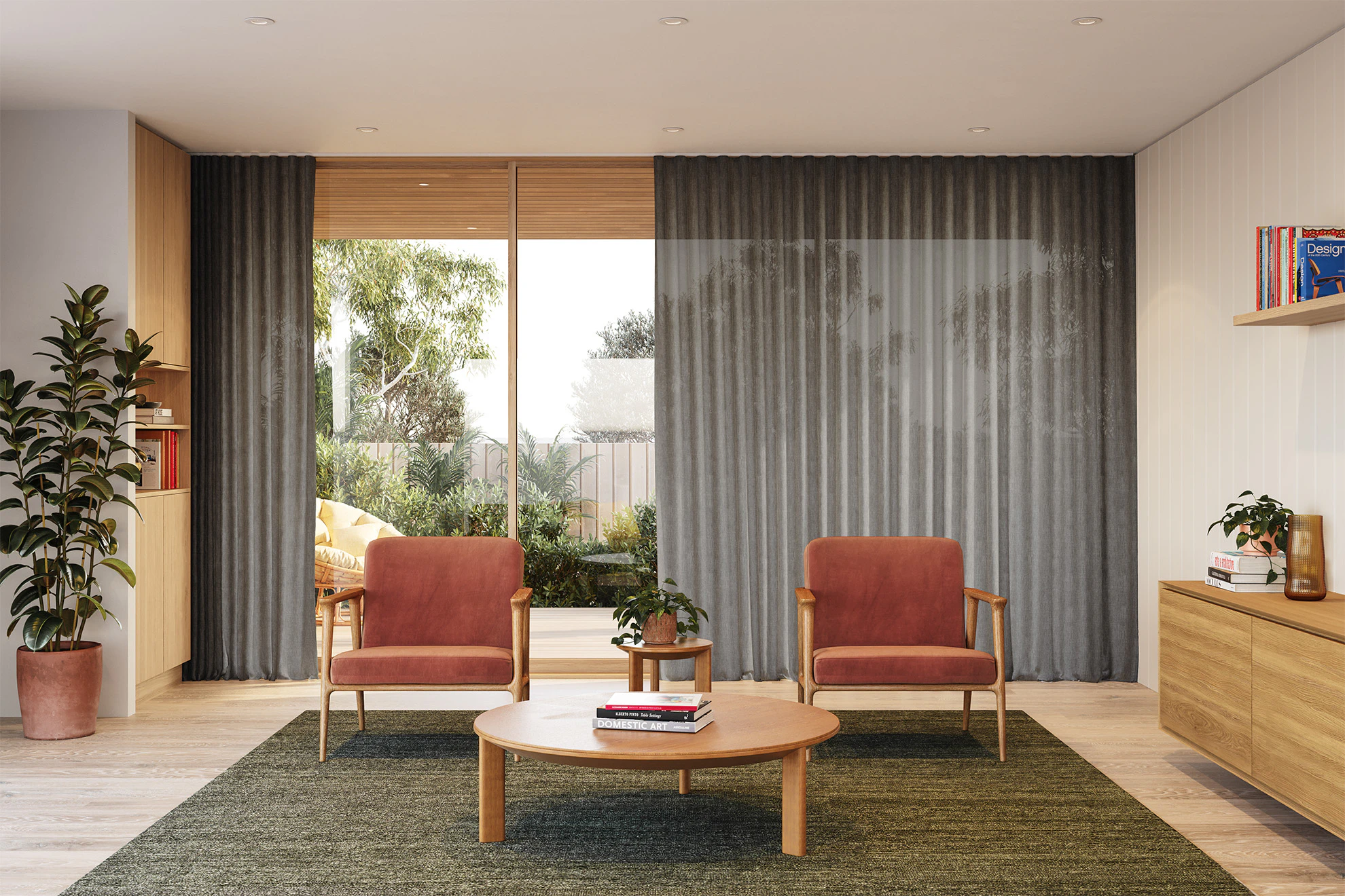 Anna Sheer Curtains in Tin Raft