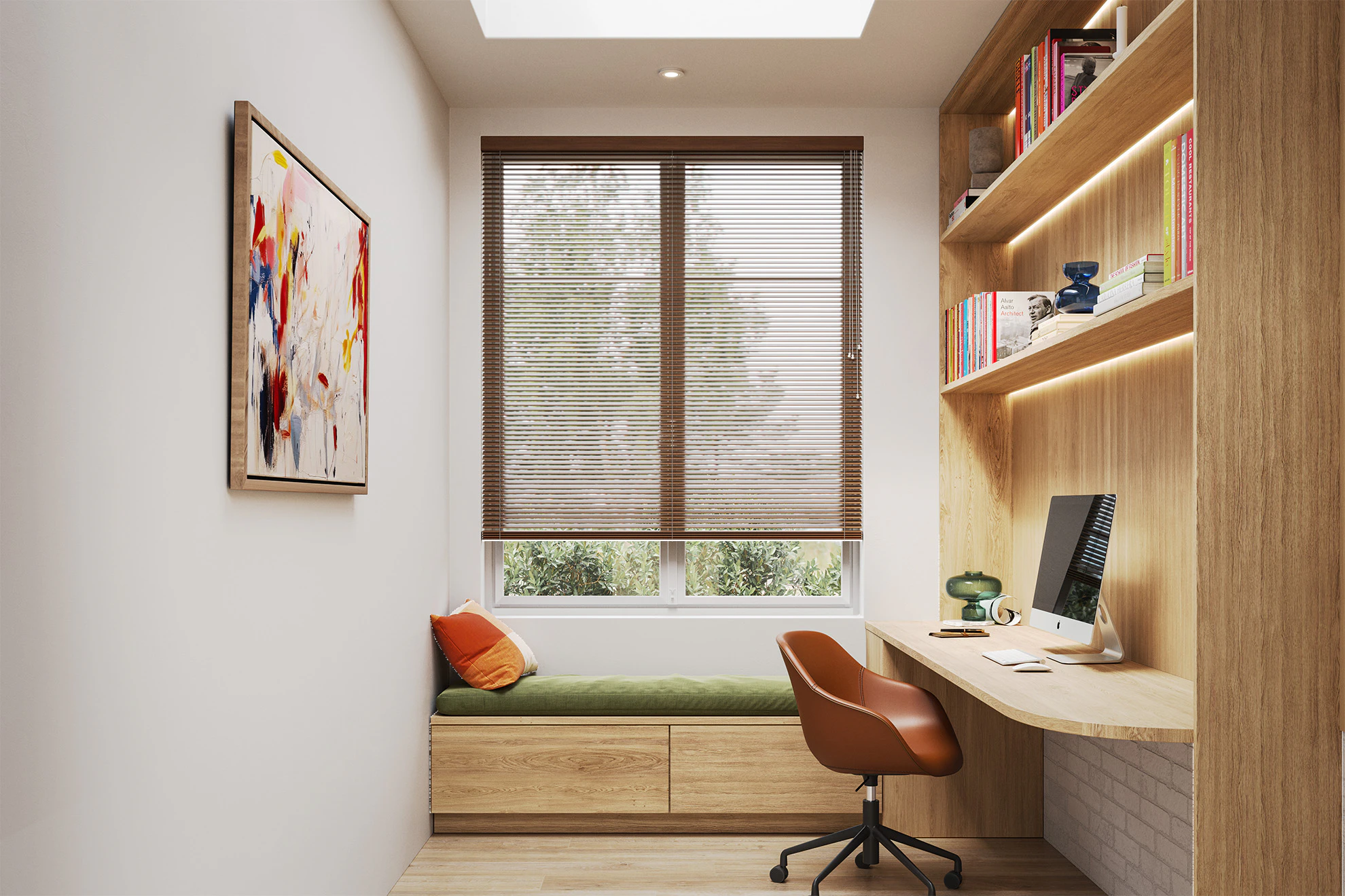 50mm Basswood Basswood Venetian Blinds in Oak (Wood Look)