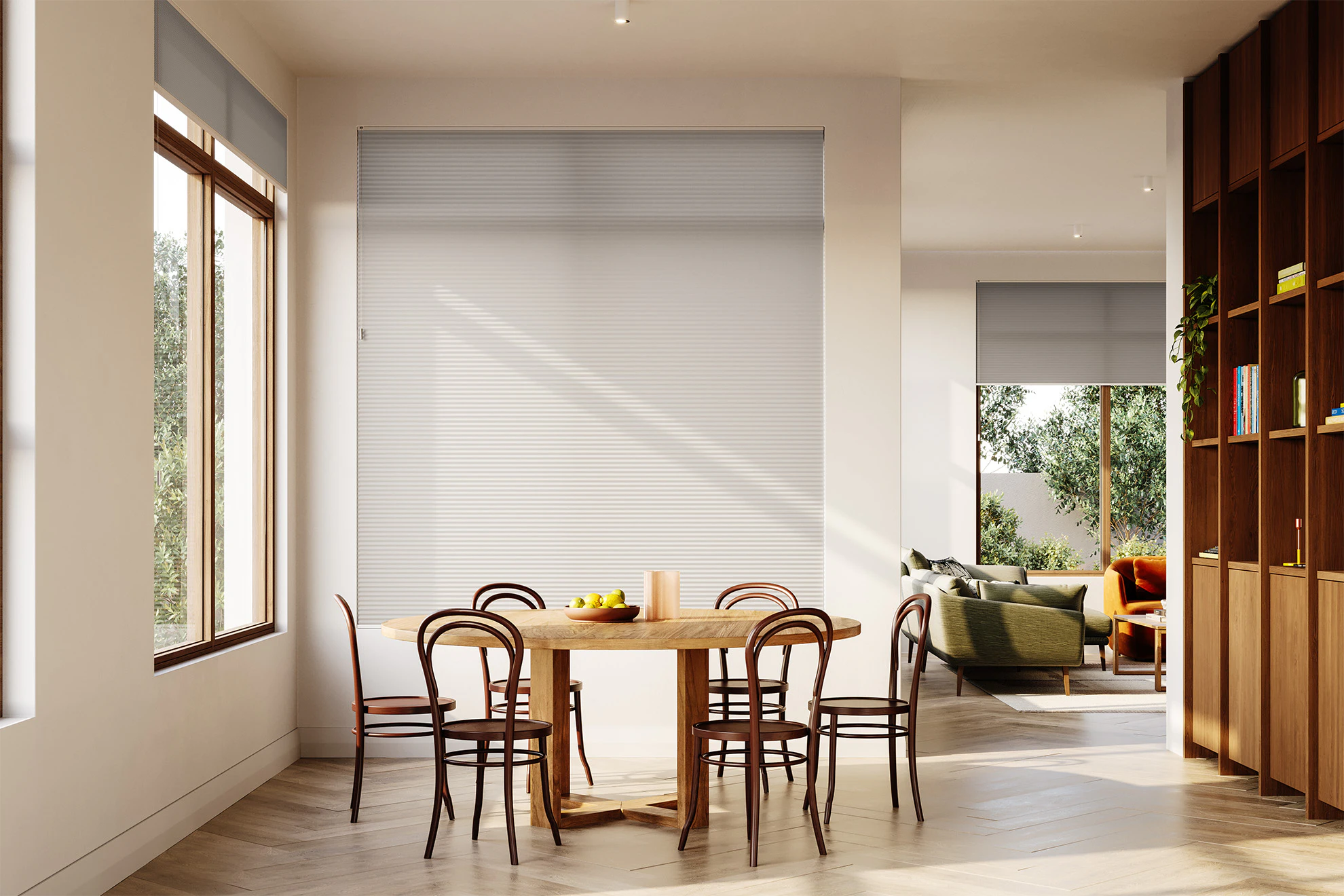 Palma Light Filter Light Filter Honeycomb Blinds in Snow White