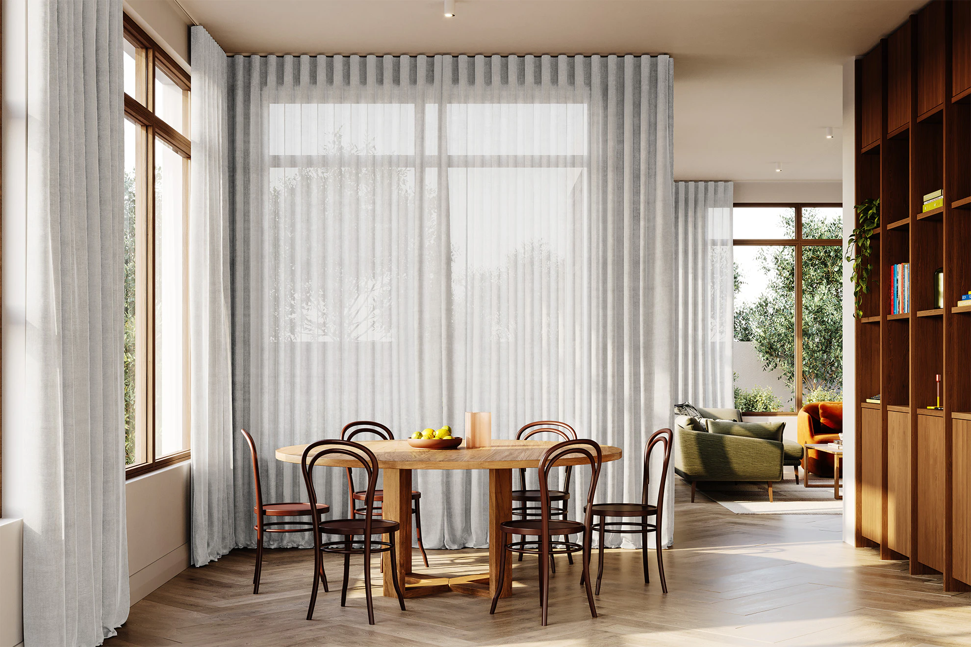 Catherine Sheer Curved Curtains in Silica