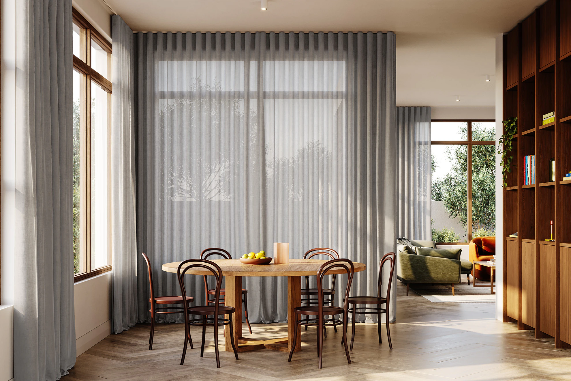 Rita Sheer Curved Curtains in Mist