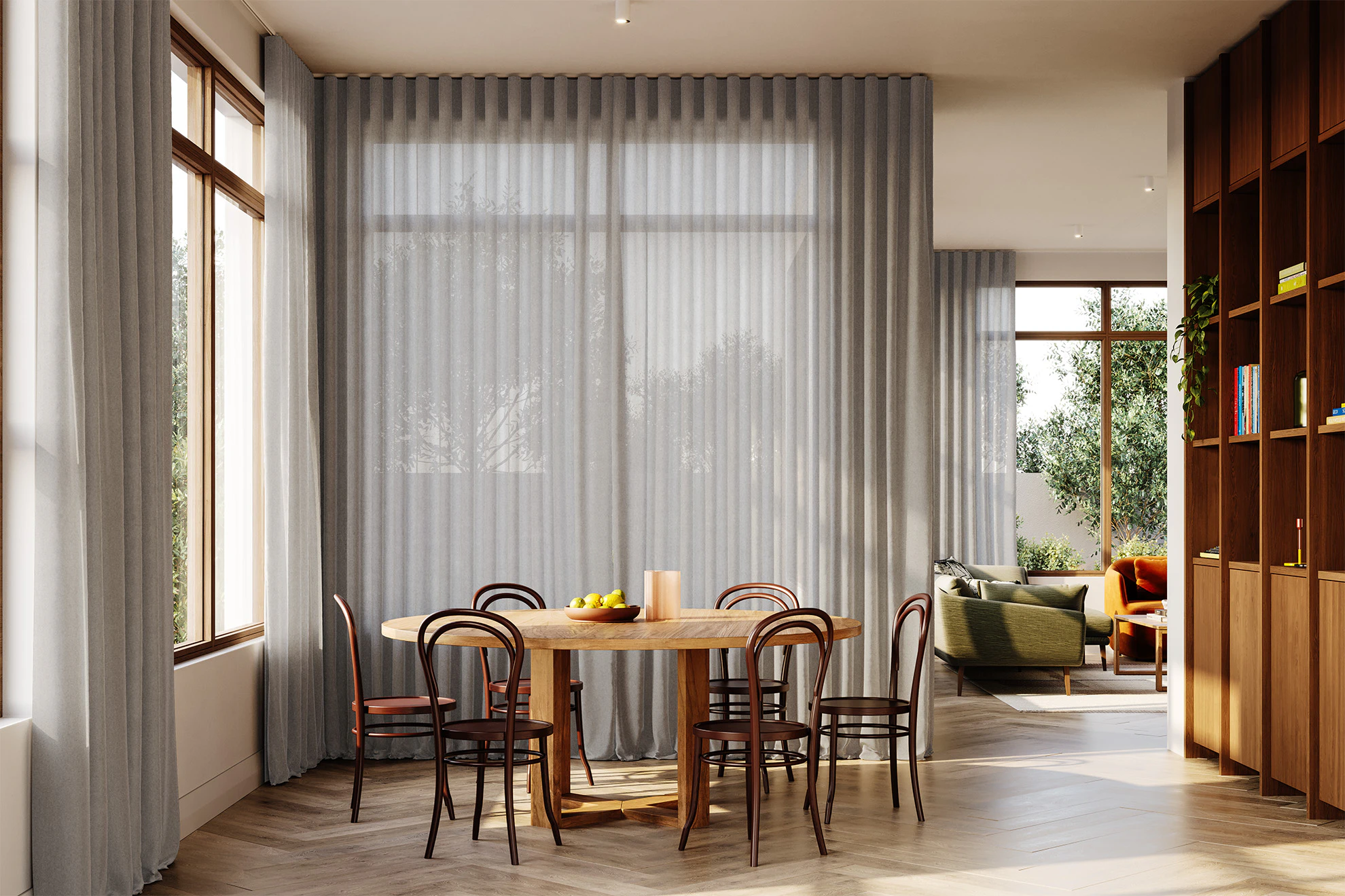 Wendy Sheer Curved Curtains in Bone