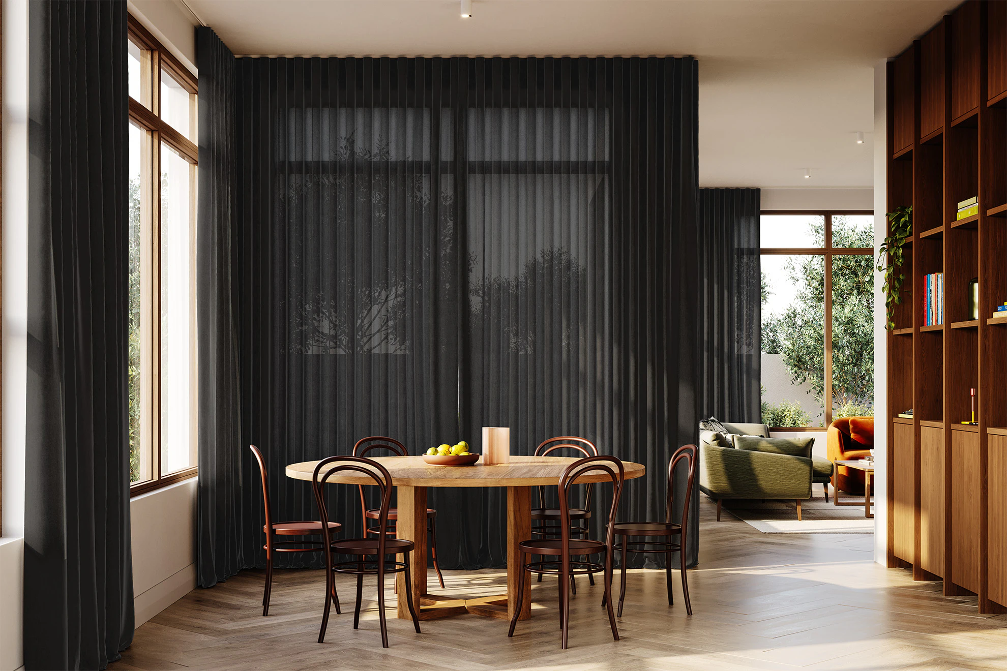 Wendy Sheer Curved Curtains in Charcoal