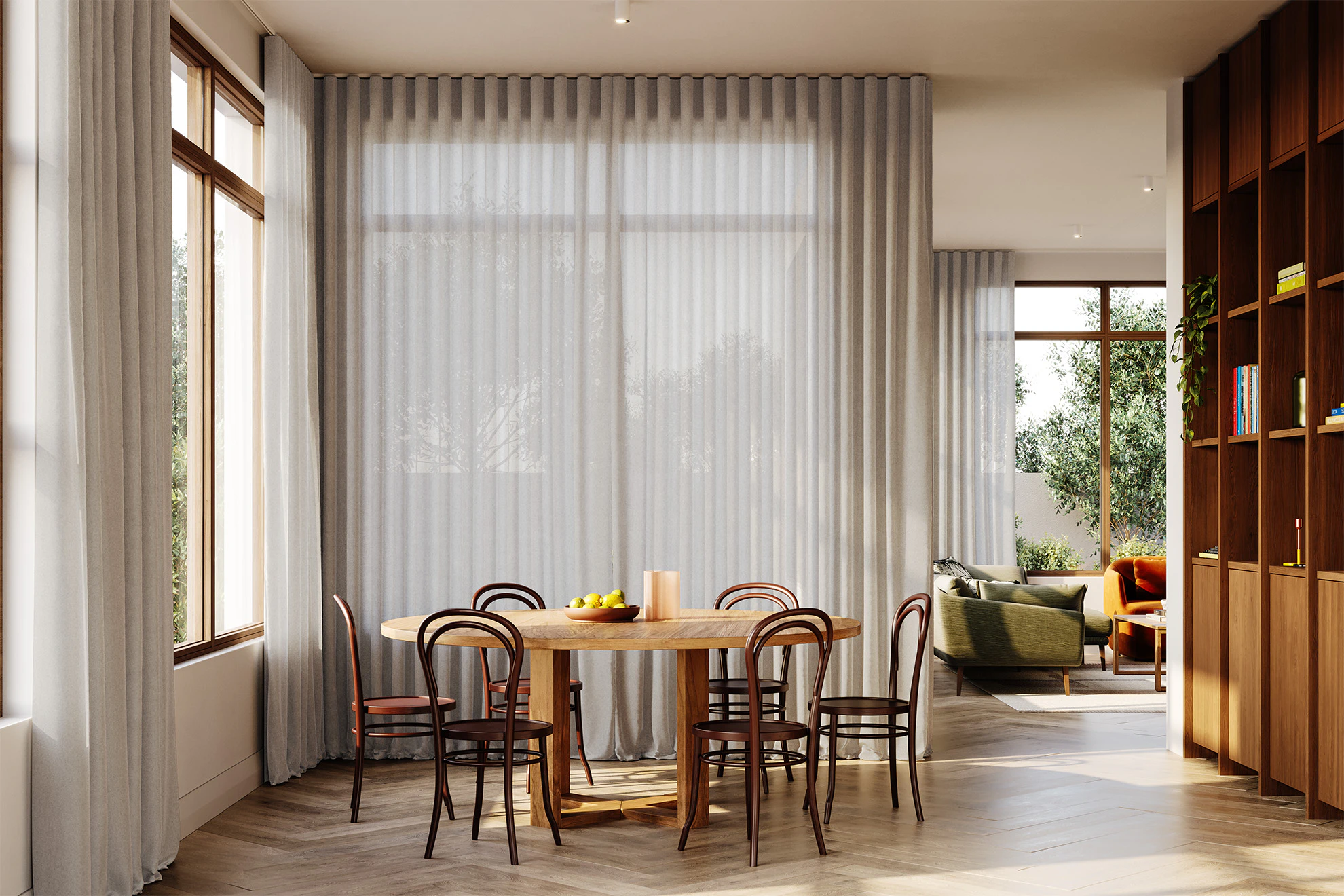 Wendy Sheer Curved Curtains in Shell