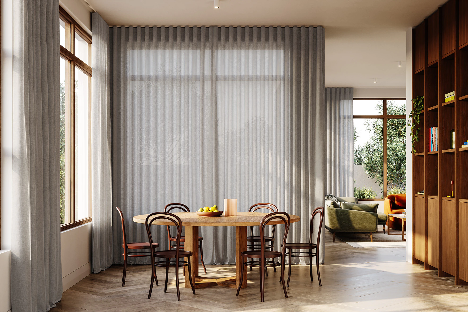 Lisa Sheer Curved Curtains in Mist