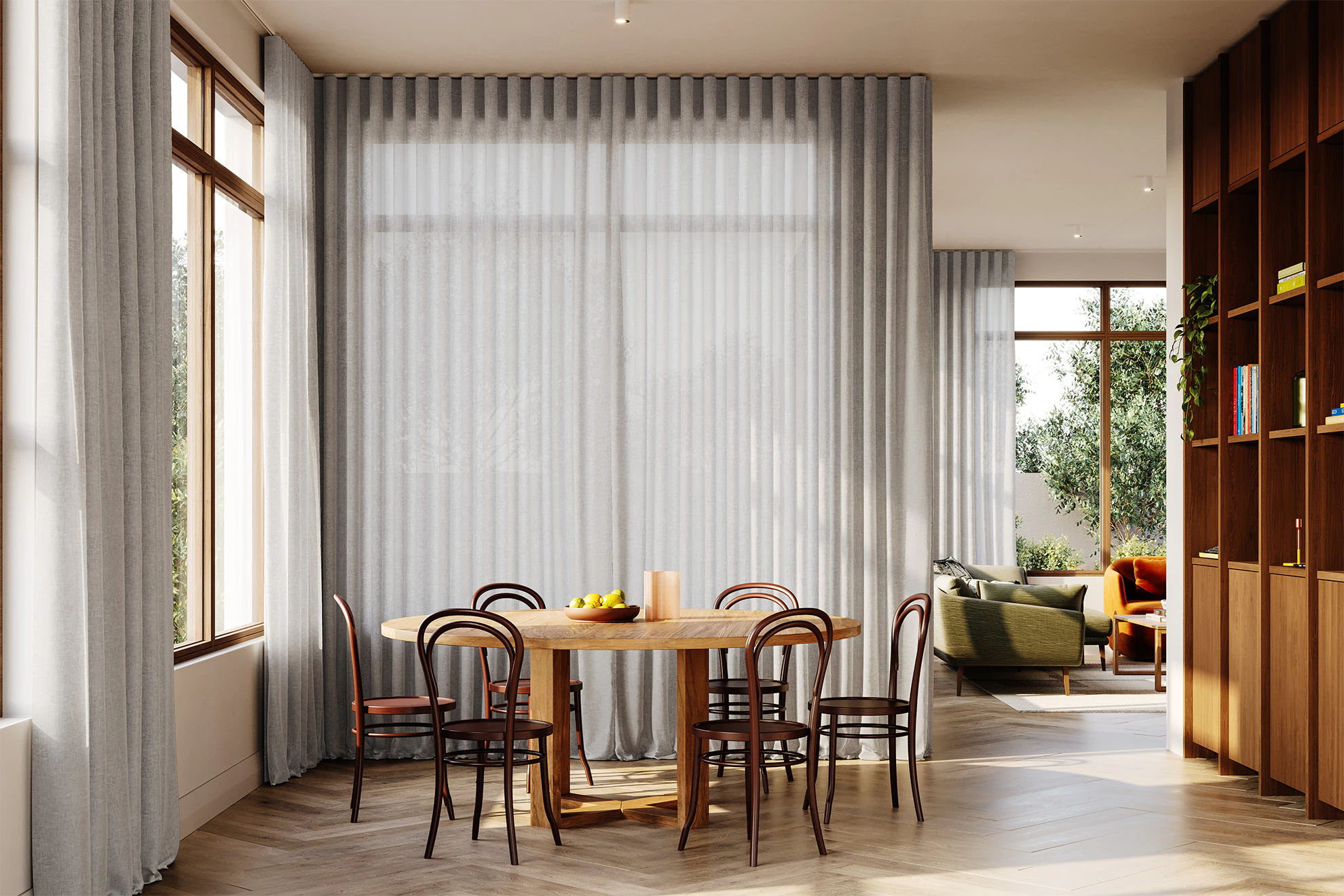 Lisa Sheer Curved Curtains in Snow