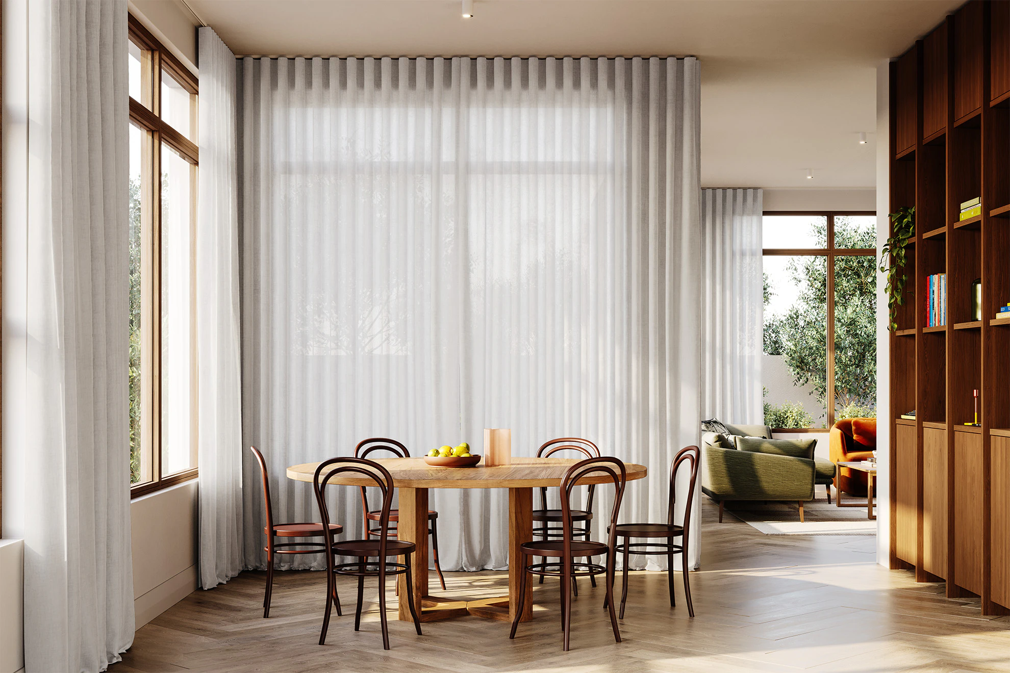 Millie Sheer Curved Curtains in Shell