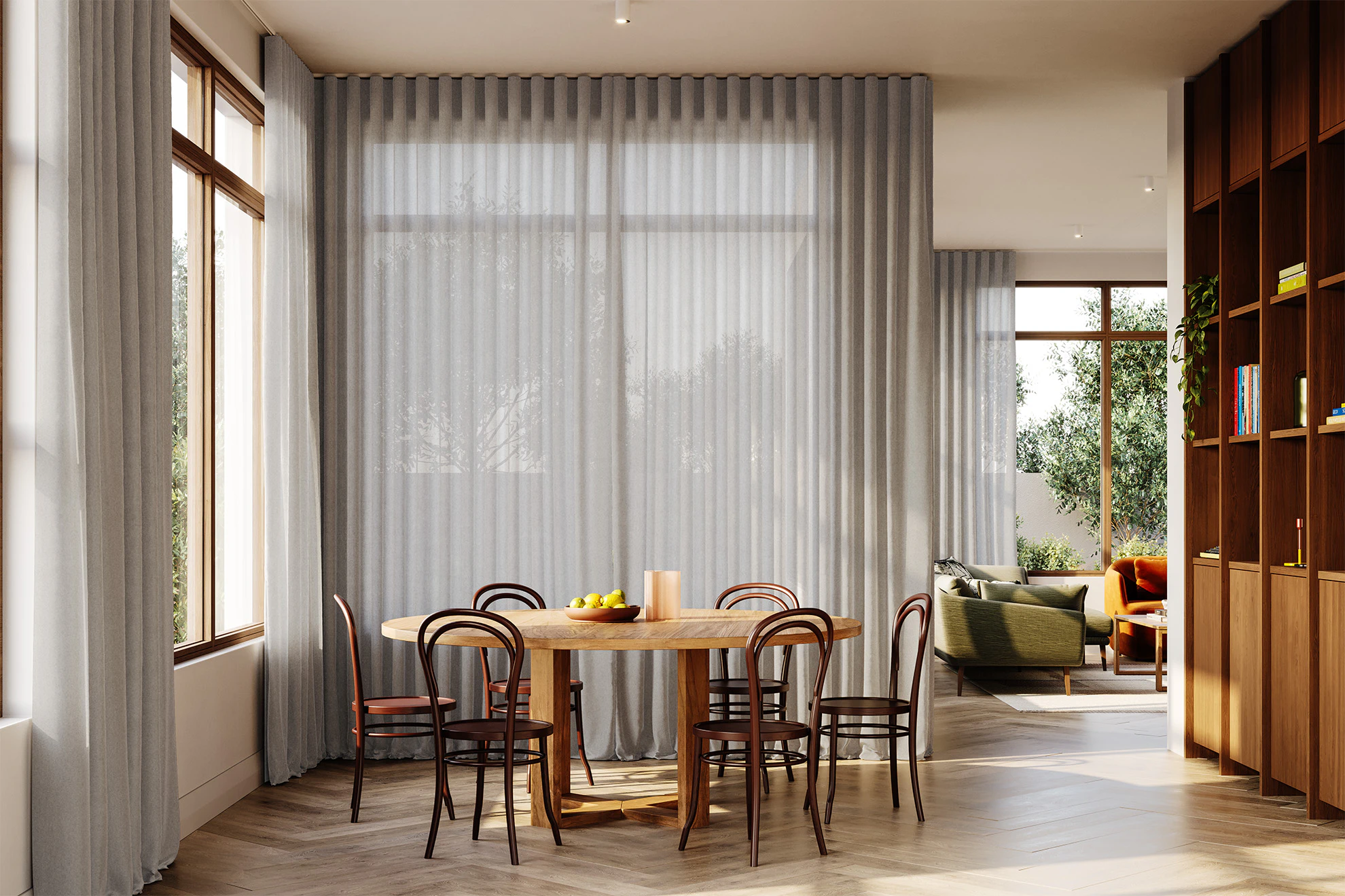 Wendy Sheer Curved Curtains in Stone