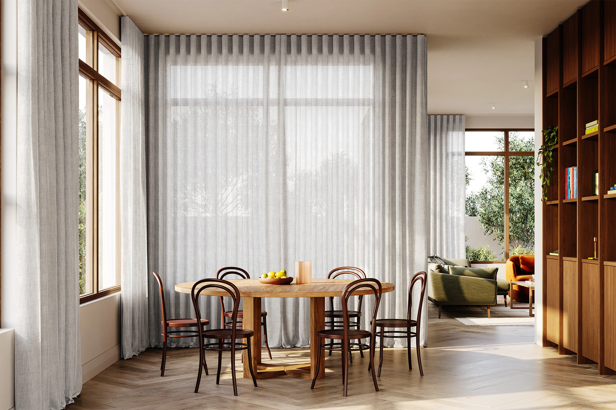 Bridget Sheer Curved Curtains in Moonlight