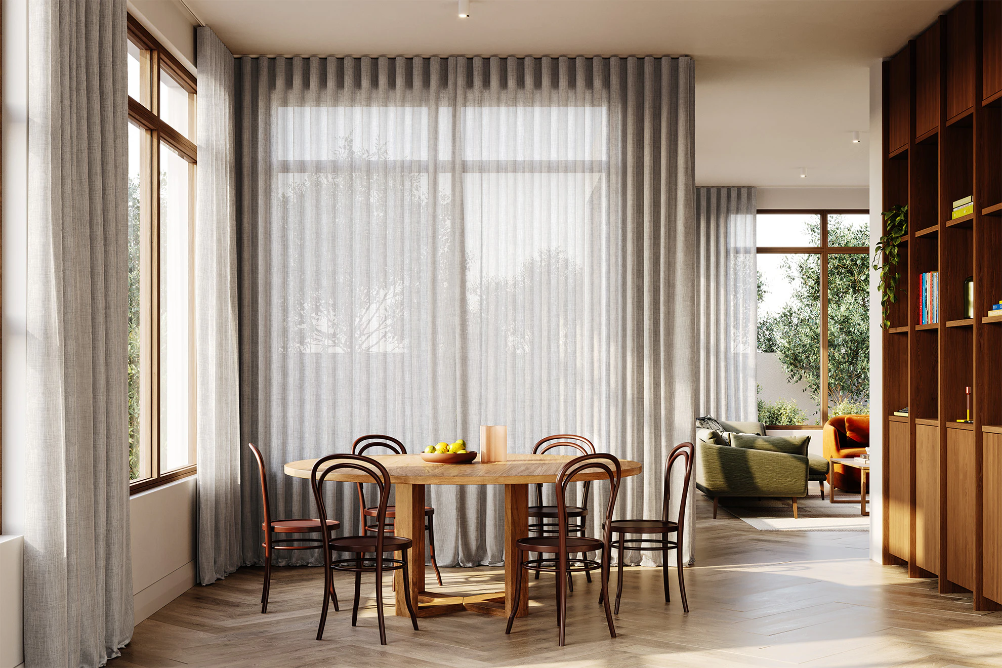 Bridget Sheer Curved Curtains in Quartz