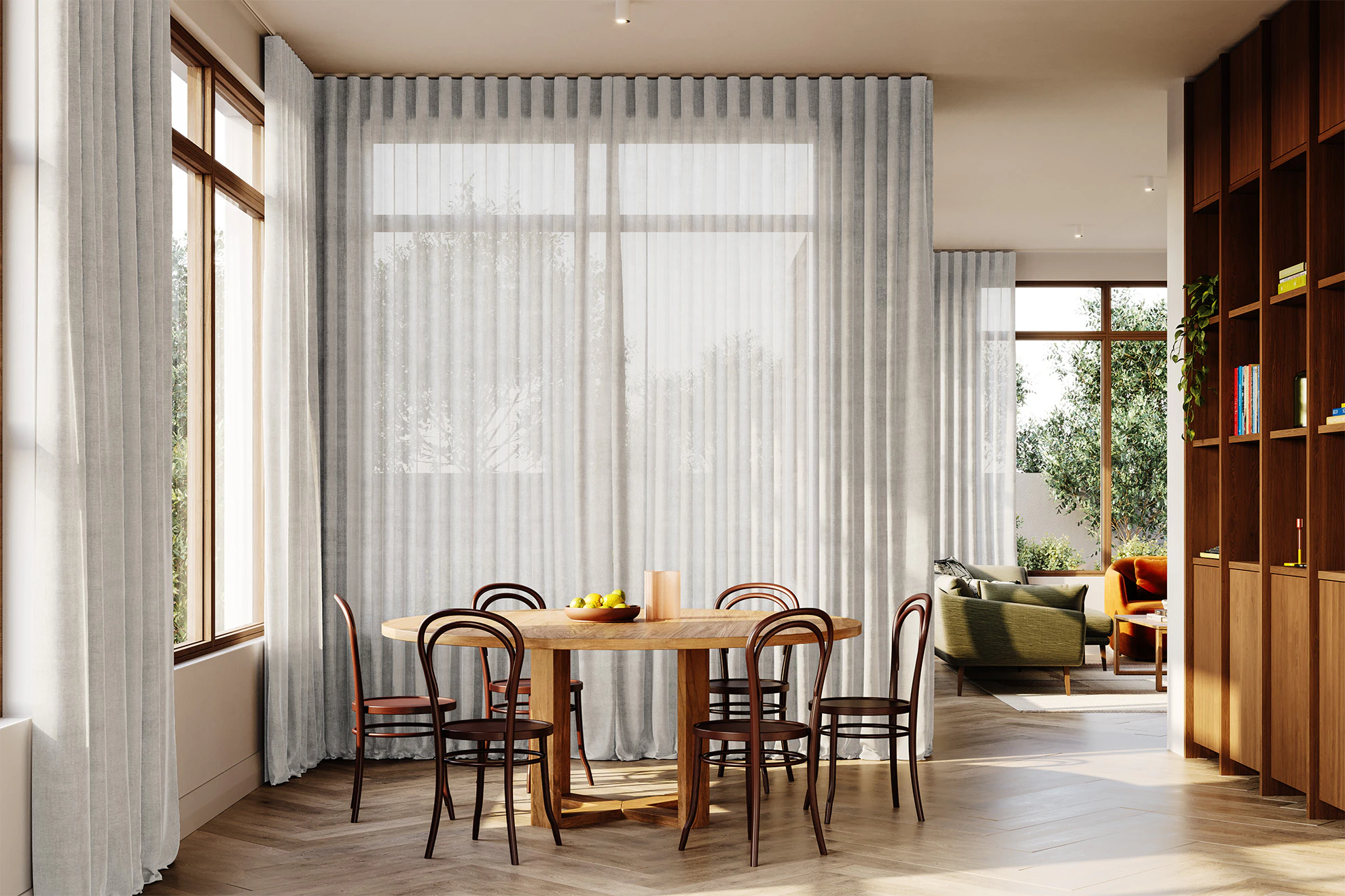 Catherine Sheer Curved Curtains in Shell