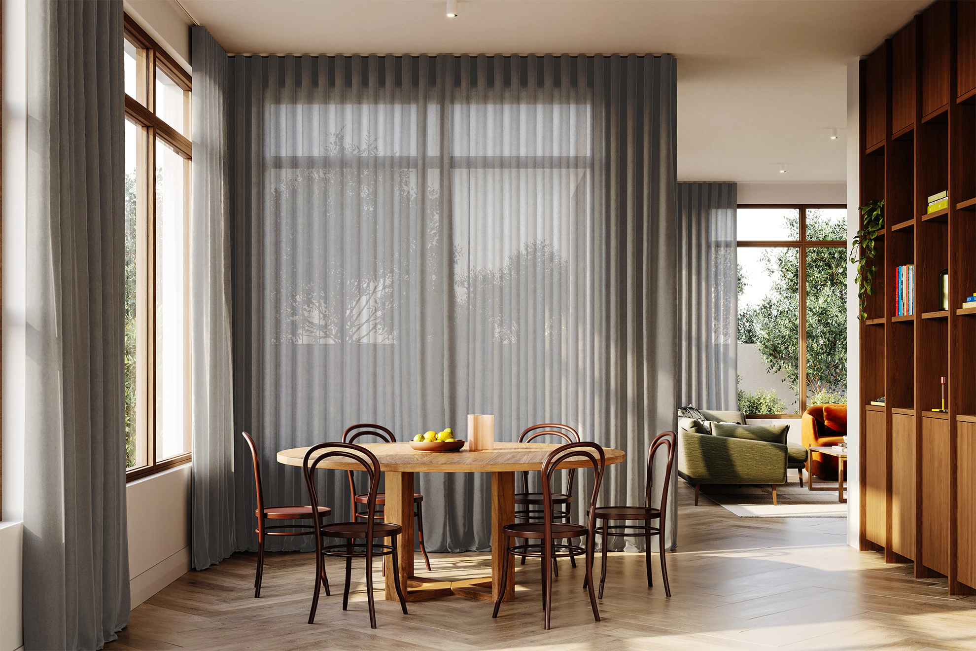 Wendy Sheer Curved Curtains in Granite