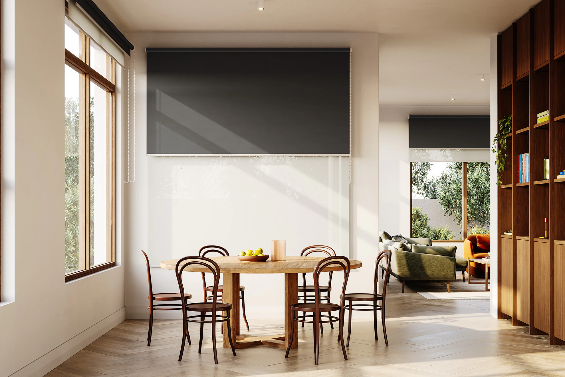 Emily Blackout + Sheer Double Roller Blinds in Flint