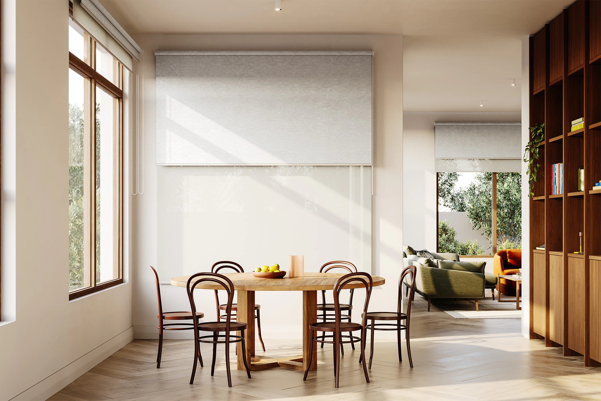 Lucy Blackout + Sheer Double Roller Blinds in Chalk