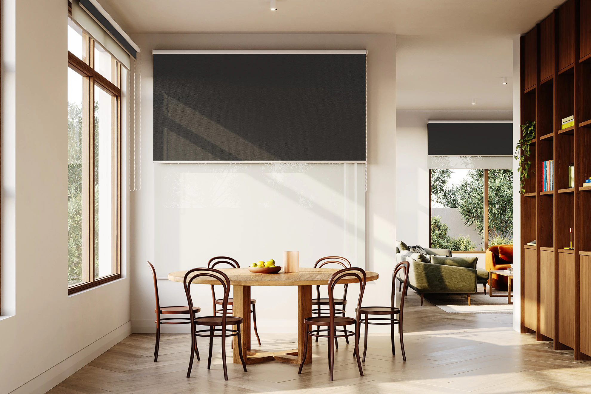 Victoria Blackout + Sheer Double Roller Blinds in Charcoal