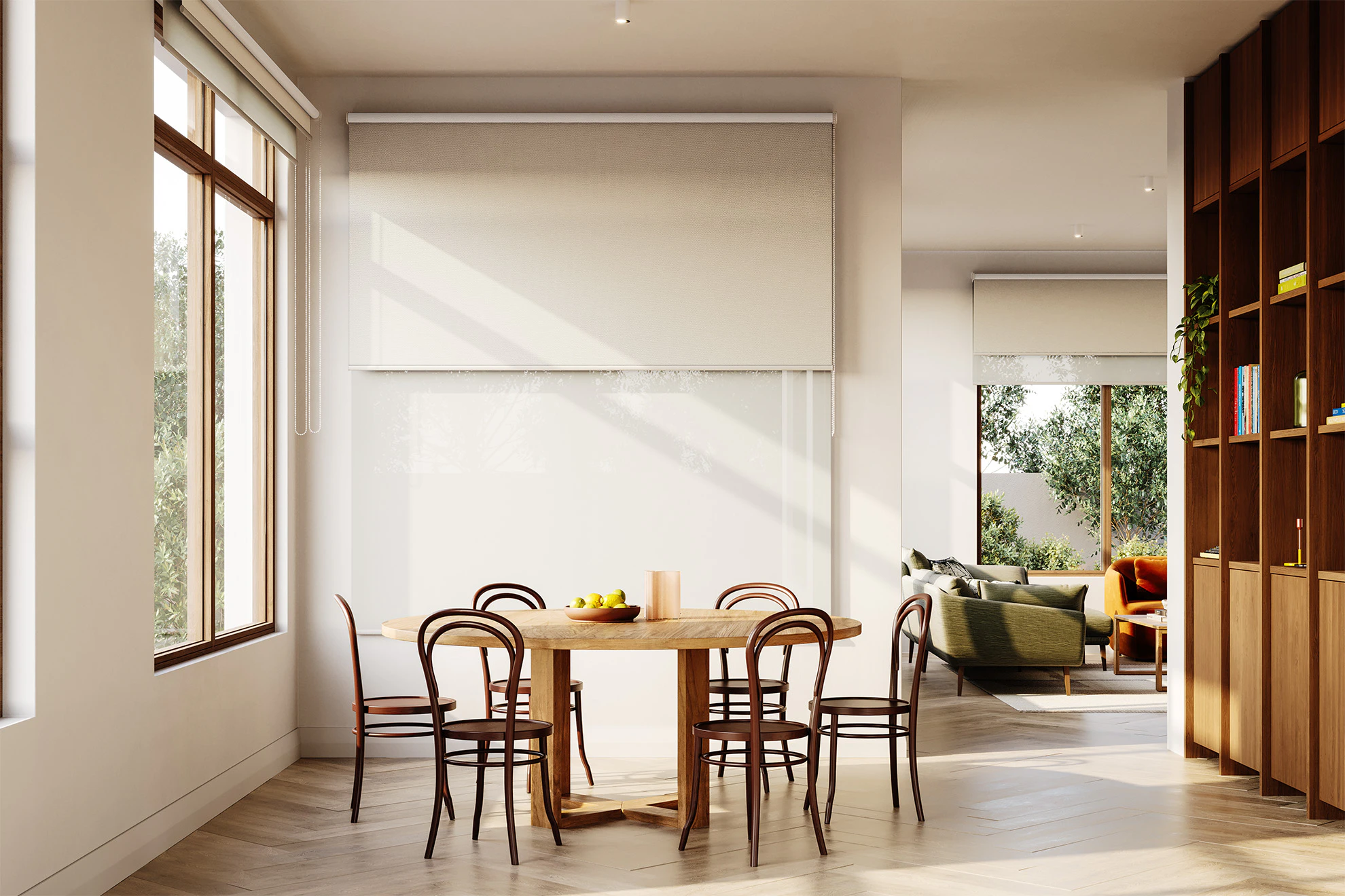Jessica Blackout + Sheer Double Roller Blinds in Ecru