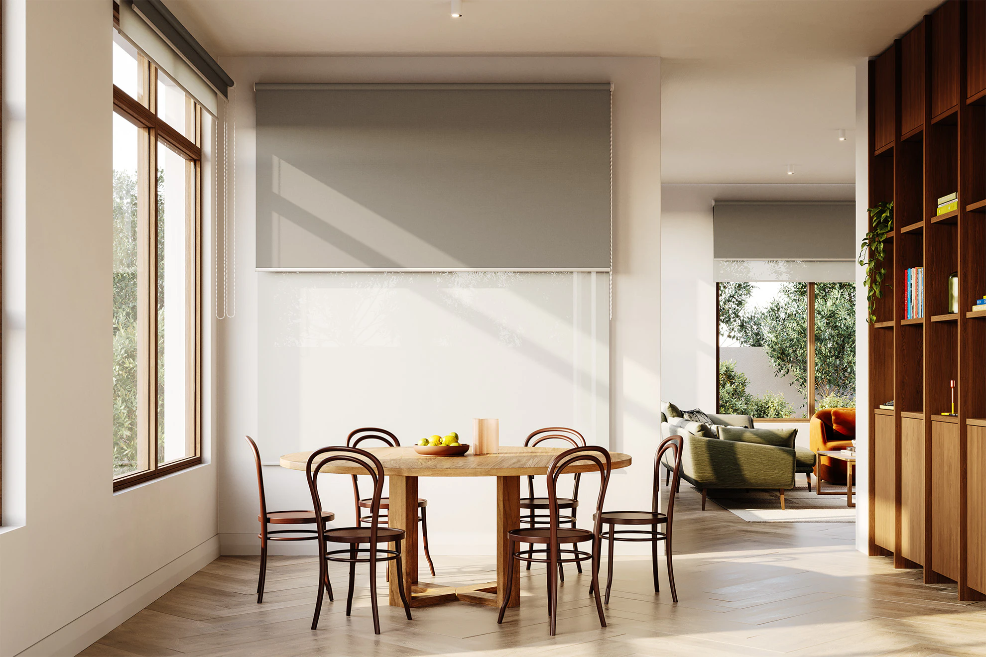 Jane Blackout + Sheer Double Roller Blinds in Fox