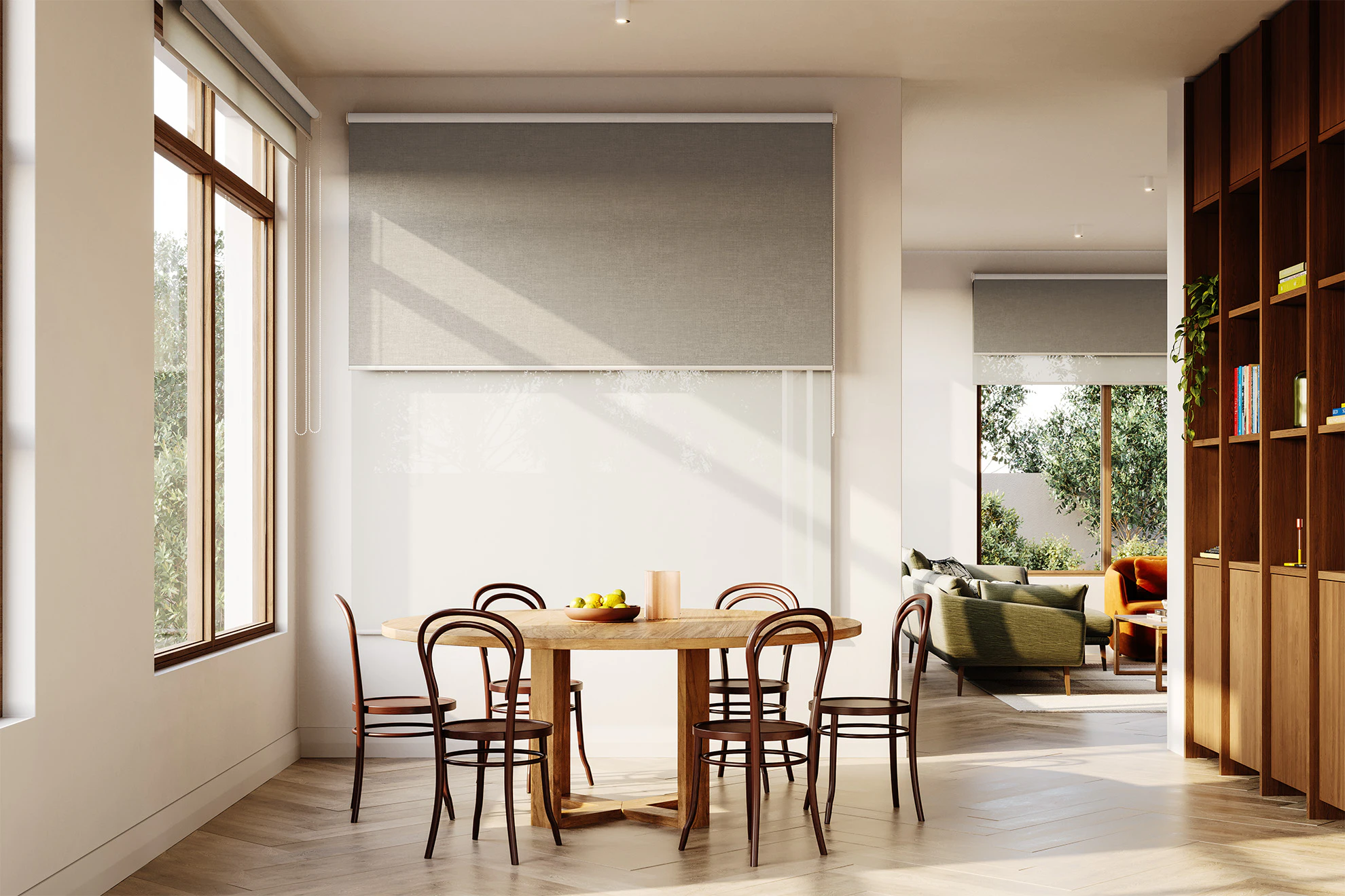 Marion Blackout + Sheer Double Roller Blinds in Vine