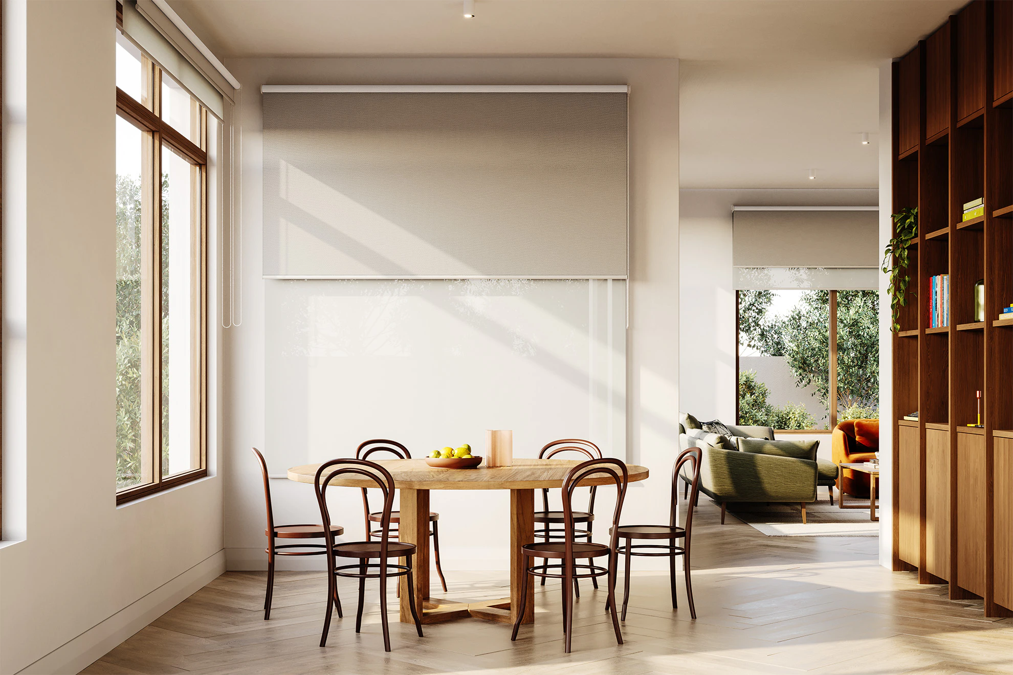 Jessica Blackout + Sheer Double Roller Blinds in Nougat
