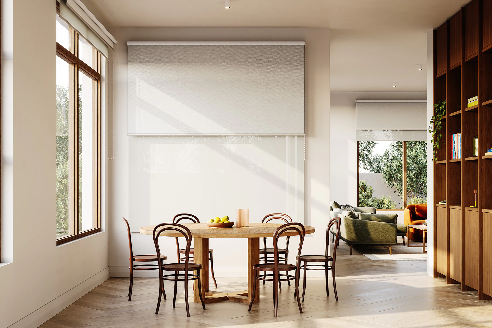 Jessica Blackout + Sheer Double Roller Blinds in Dove White