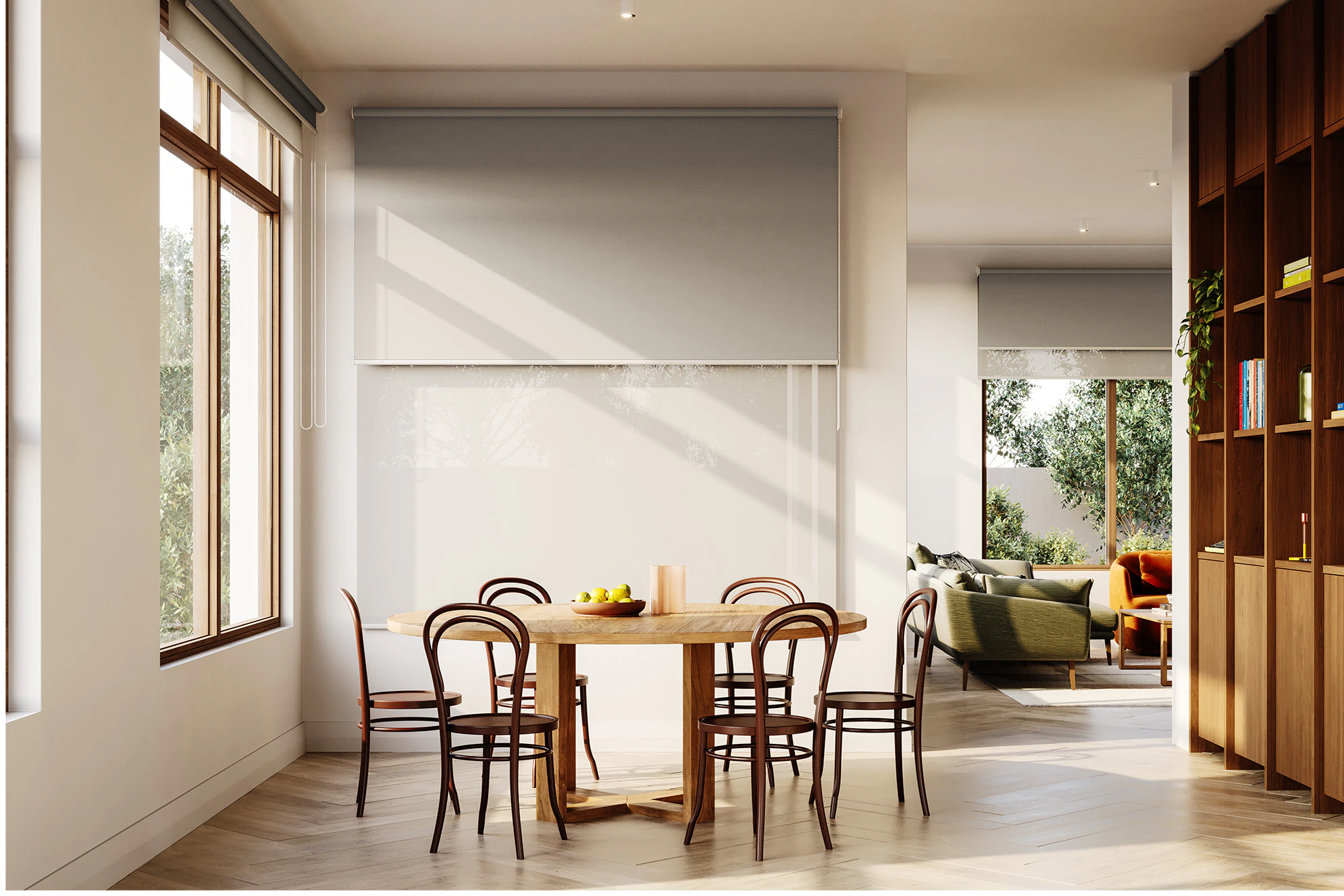 Skyler Blackout + Sheer Double Roller Blinds in Mist