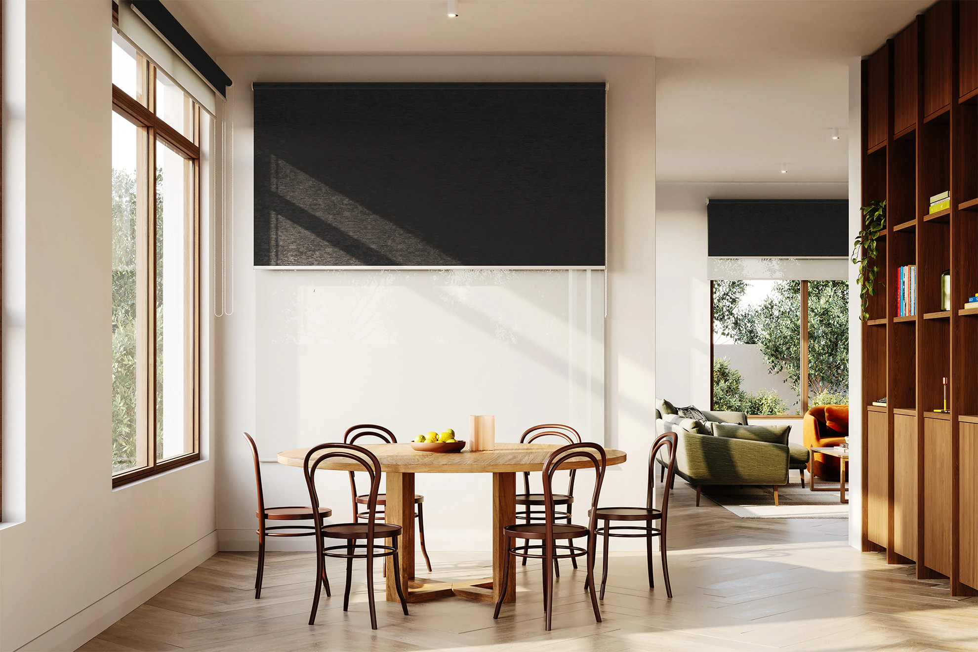 Lucy Blackout + Sheer Double Roller Blinds in Onyx