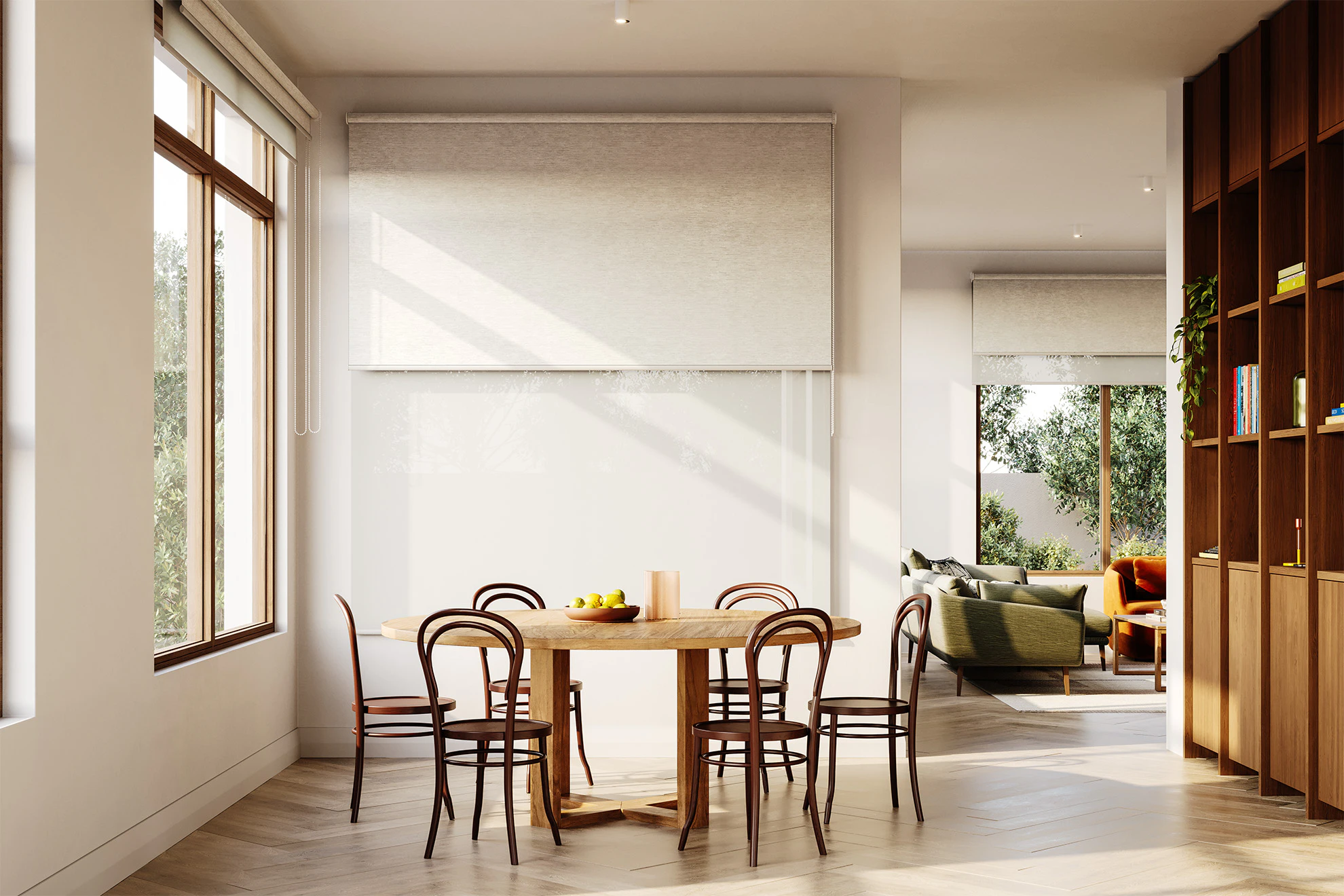 Lucy Blackout + Sheer Double Roller Blinds in Sand