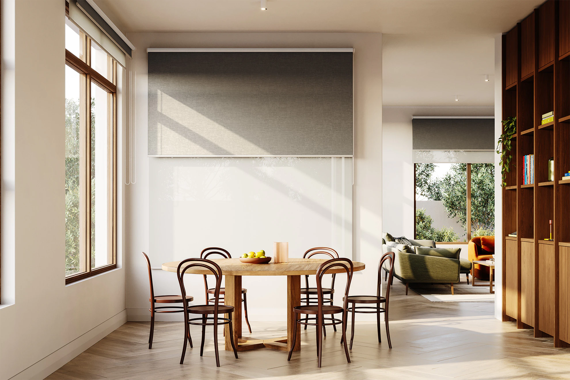 Marion Blackout + Sheer Double Roller Blinds in Fleece