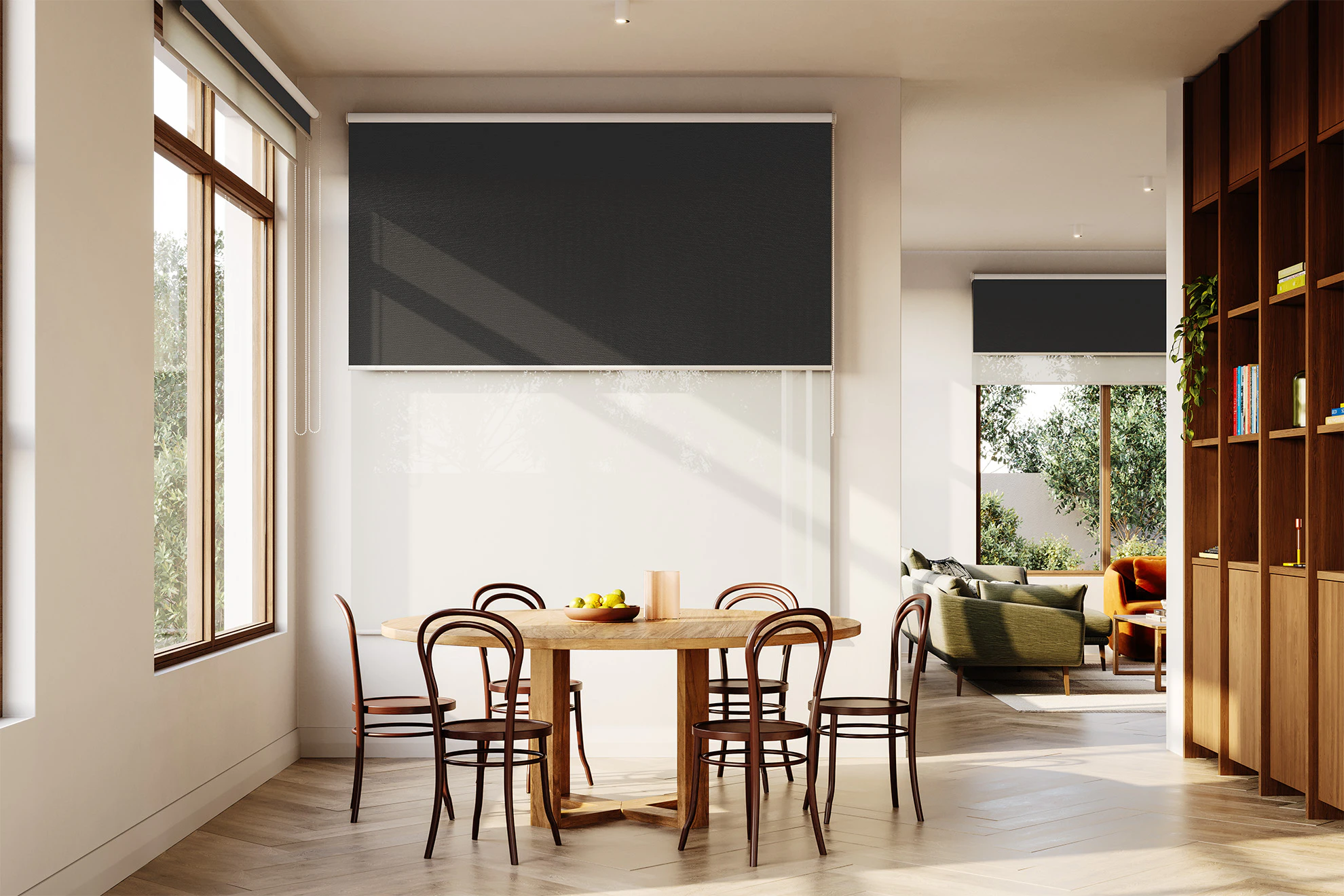 Victoria Blackout + Sheer Double Roller Blinds in Black