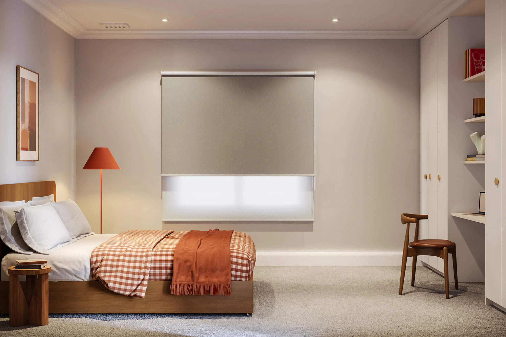 Jessica Blackout + Light Filter Double Roller Blinds in Moonstone