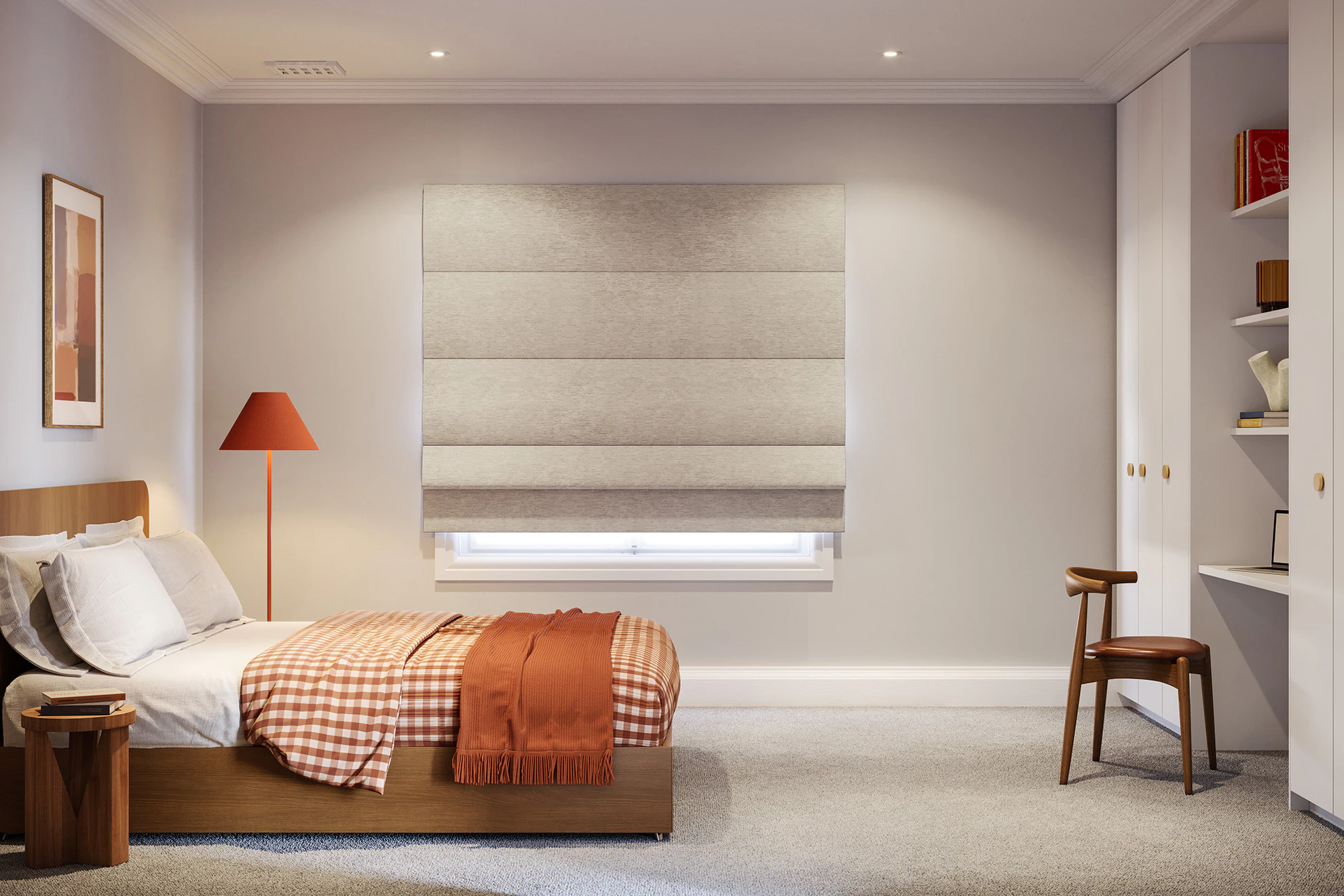Lucy Blackout Roman Blinds in Sand