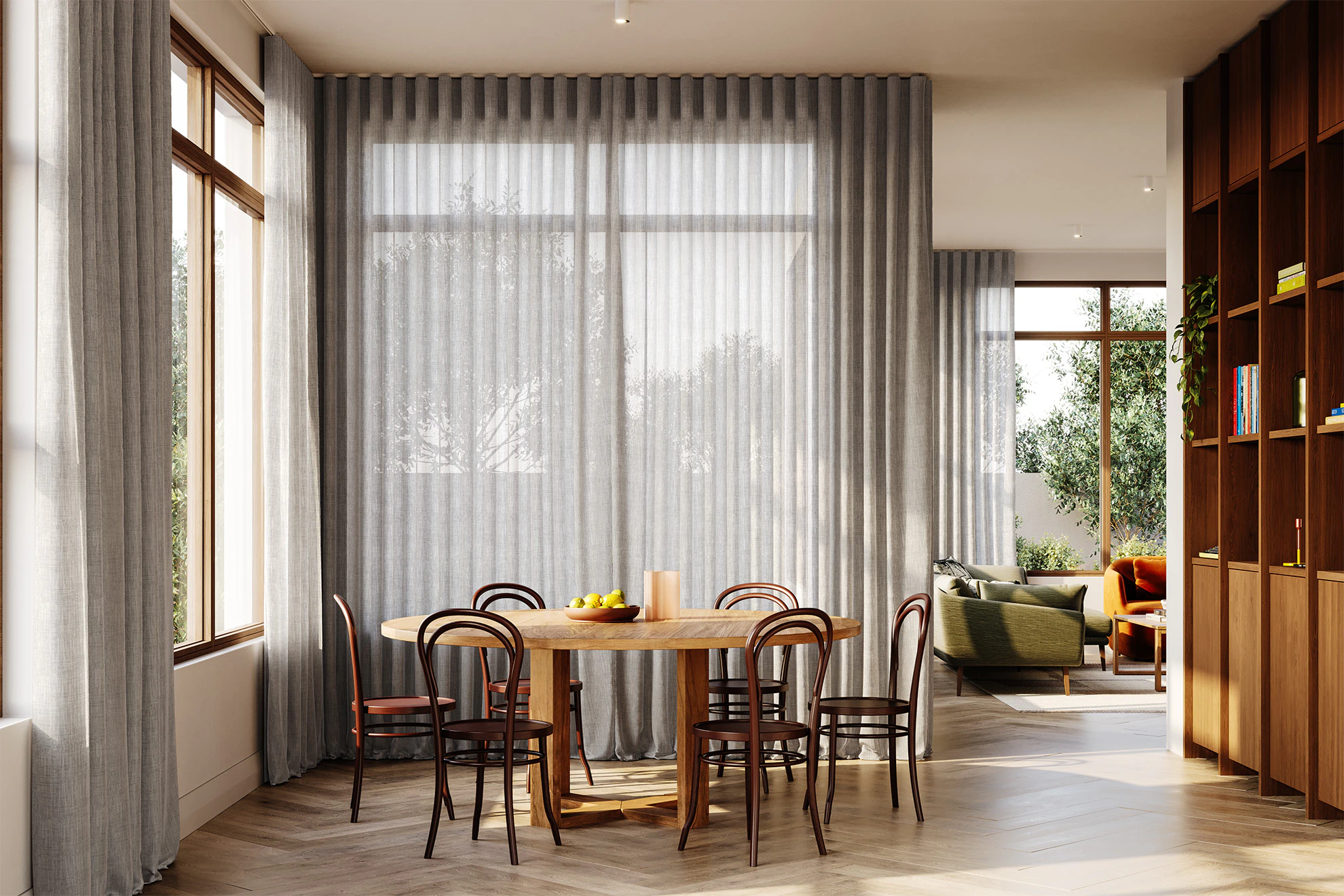 Bridget Sheer Curved Curtains in Mist
