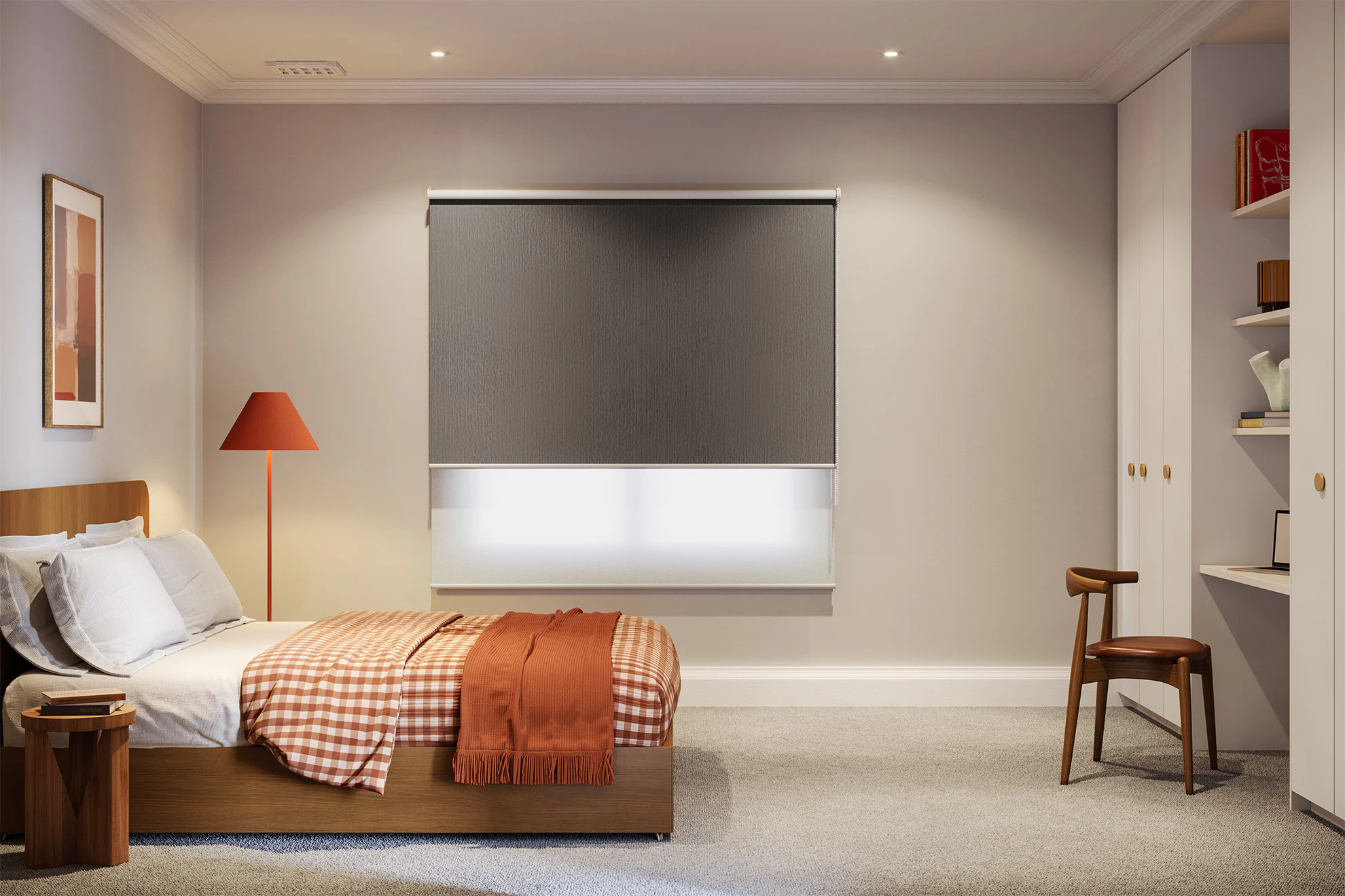Erica Blackout + Light Filter Double Roller Blinds in Storm
