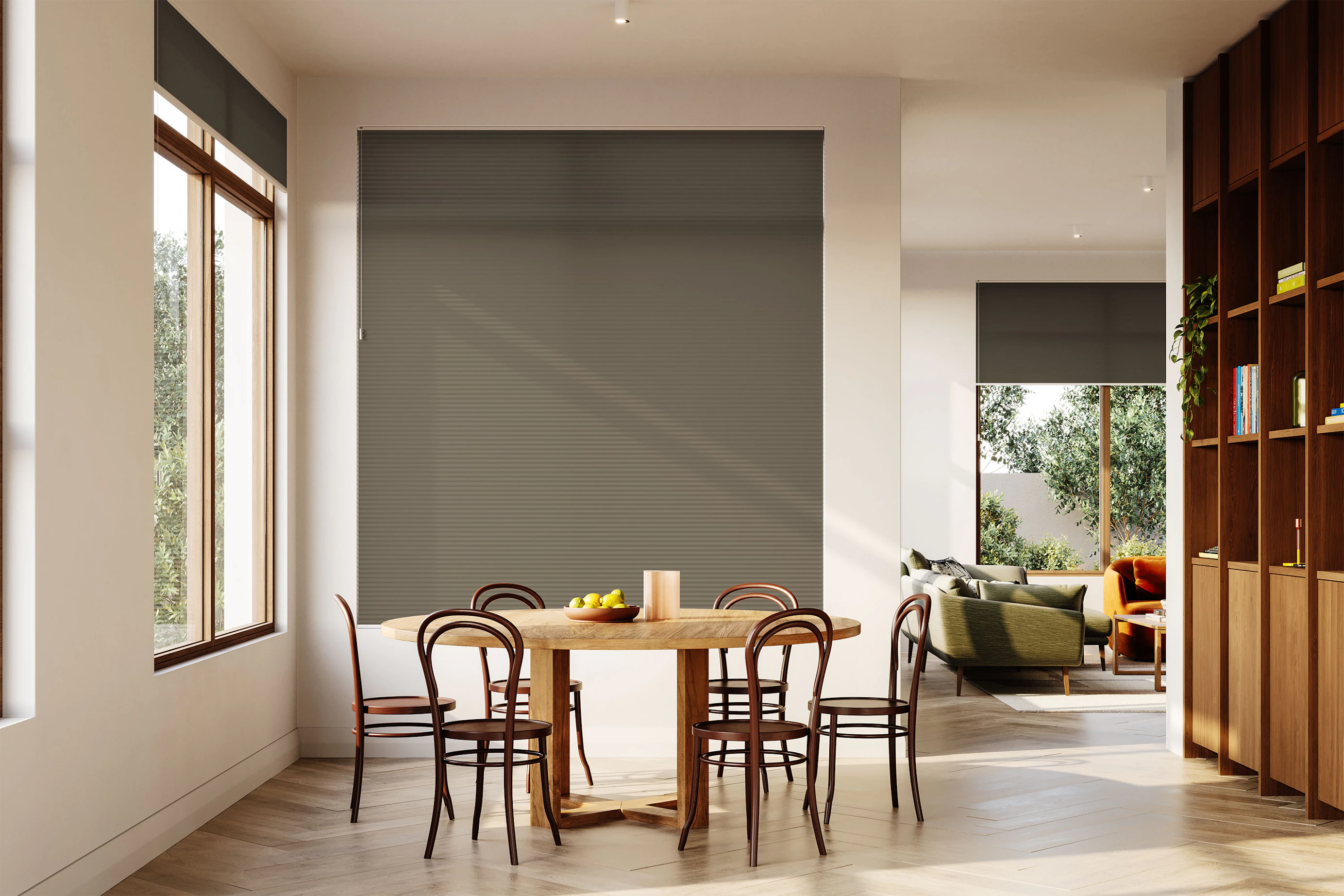 Palma Light Filter Light Filter Honeycomb Blinds in Ash