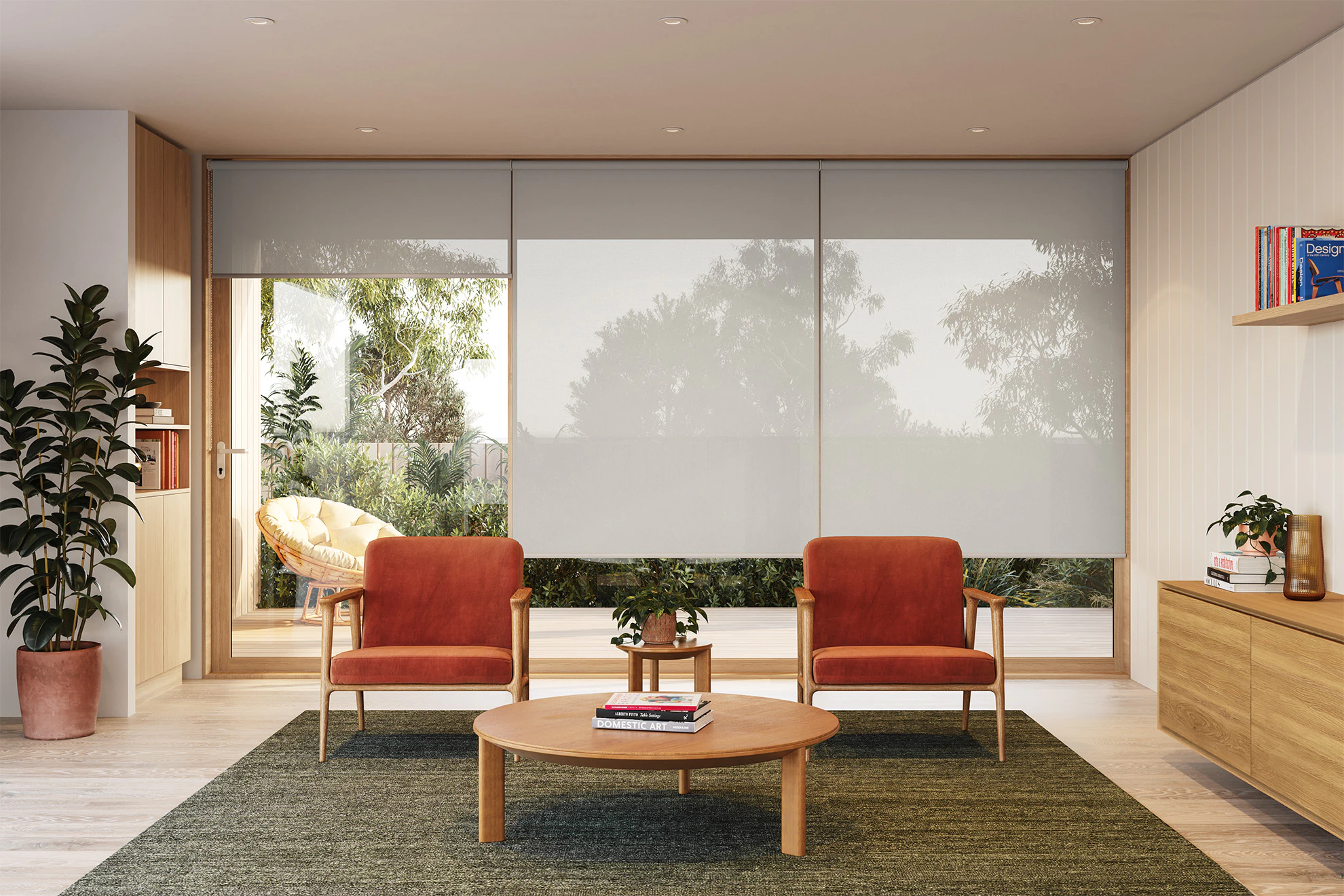 Kath Sheer Sunscreen Linked Roller Blinds in White