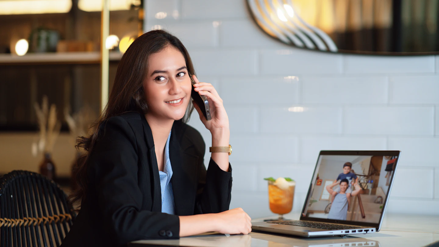 ID What we do Woman on phone