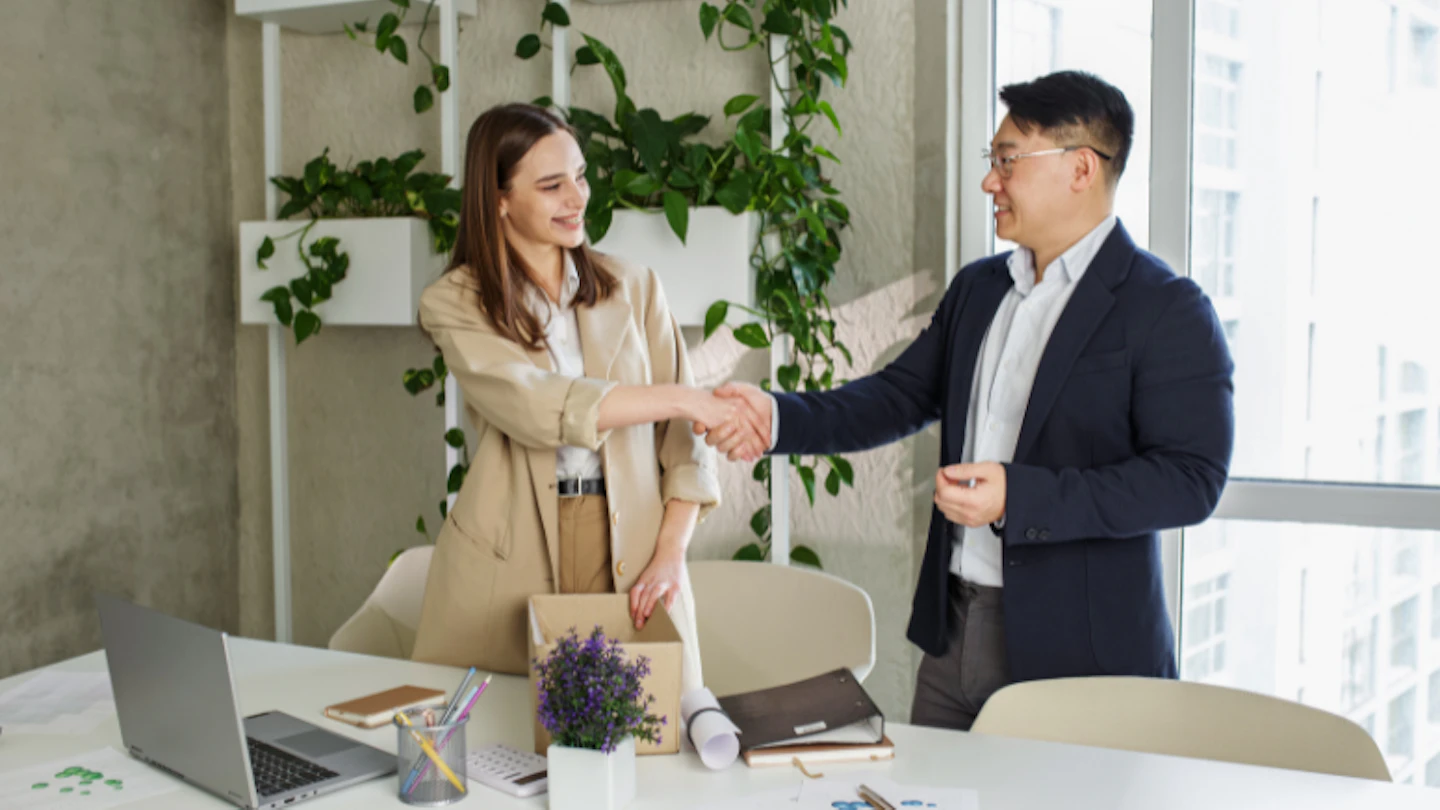 employee shaking hands