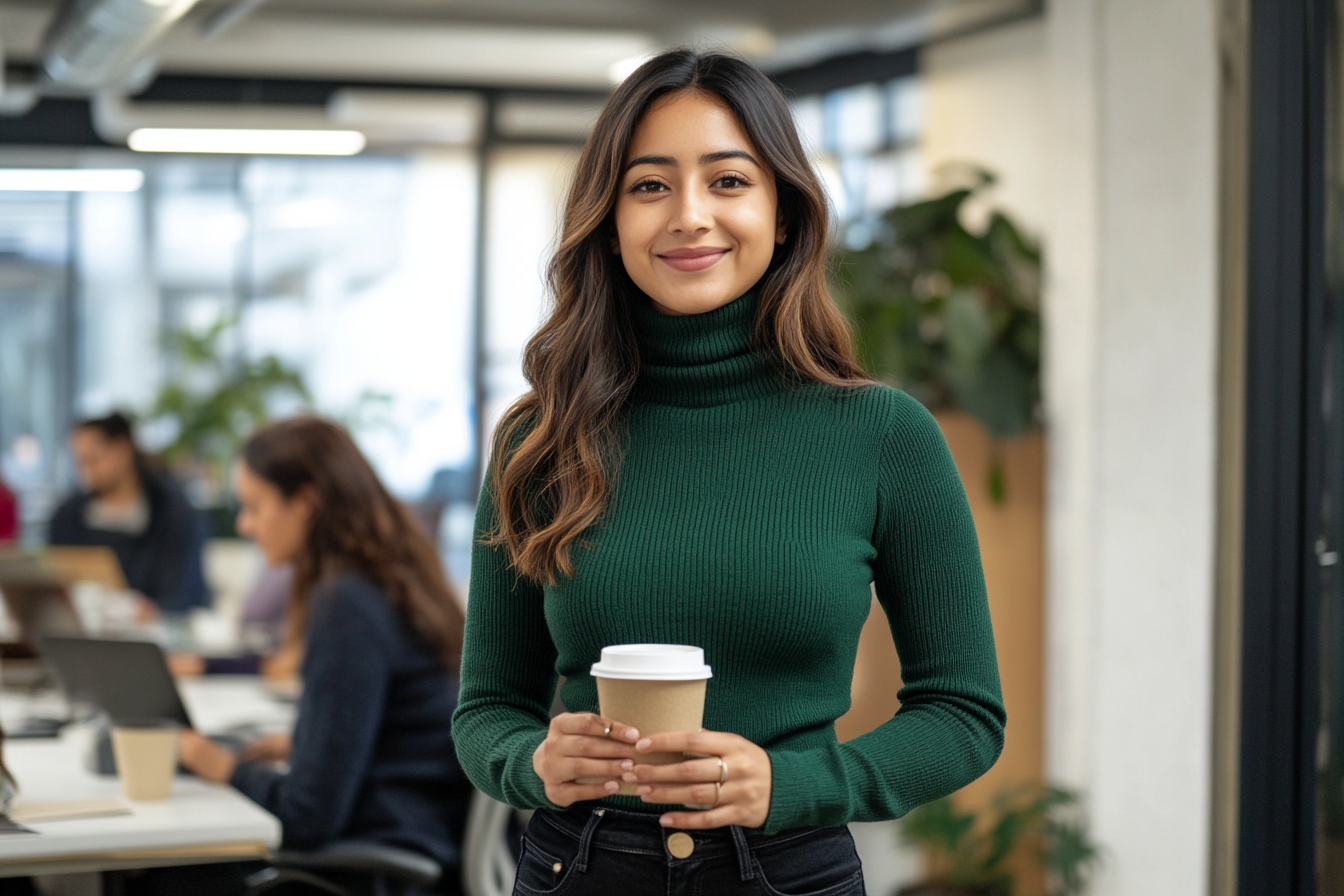 indian woman with coffee