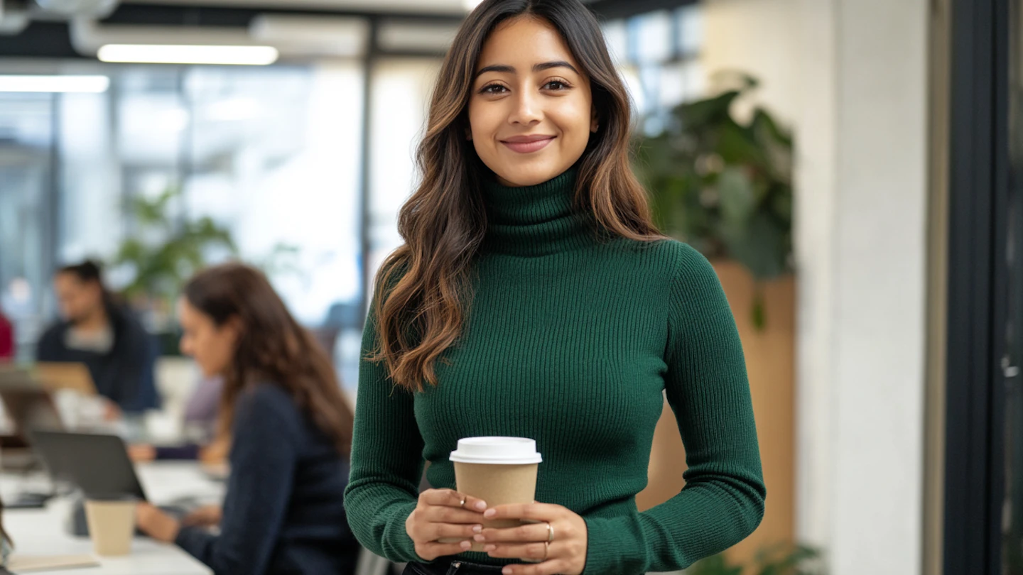 indian woman with coffee