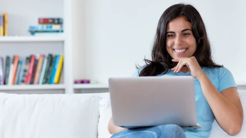 woman using laptop
