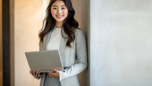 Vietnamese woman holding