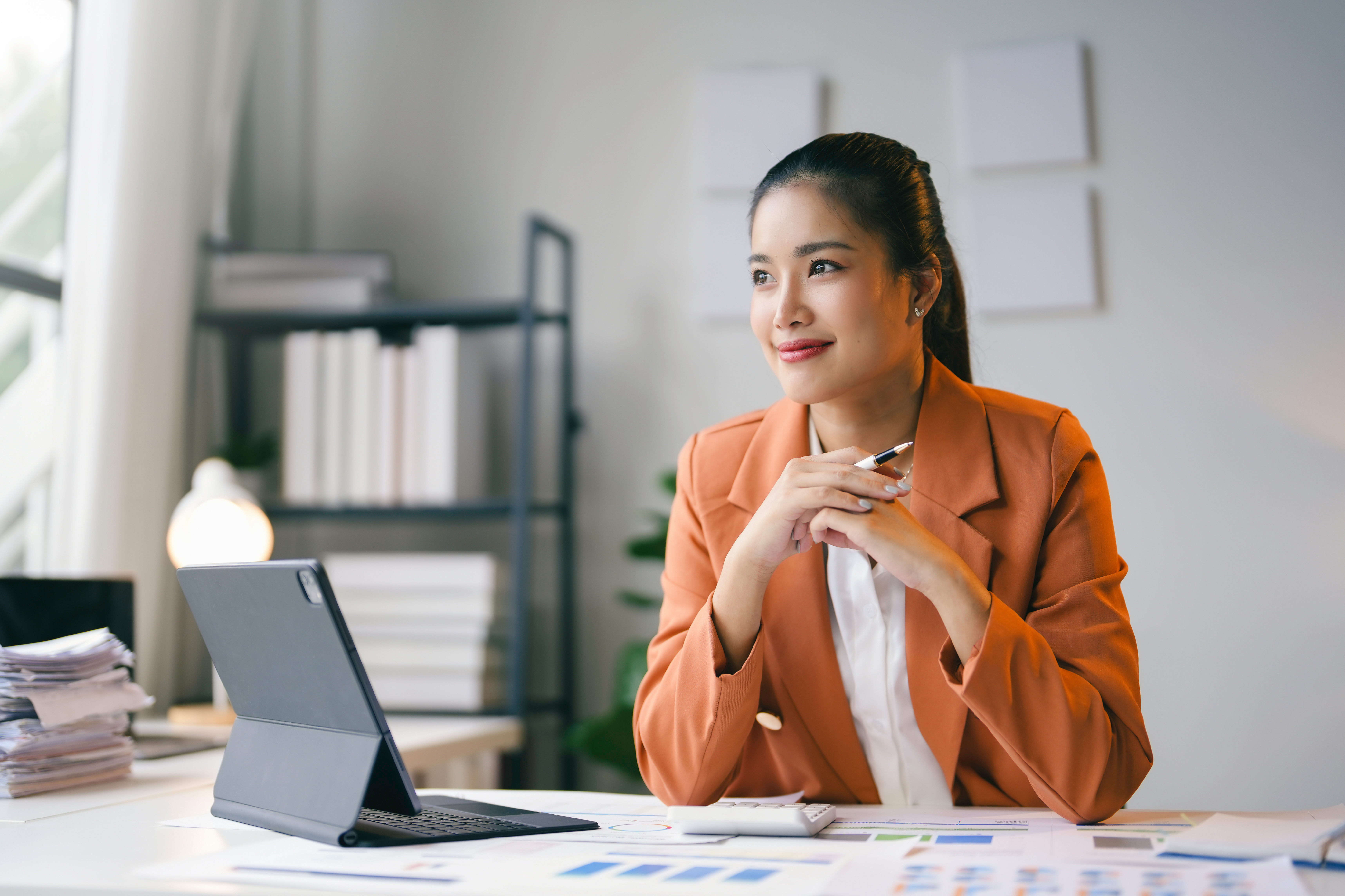 woman using laptop