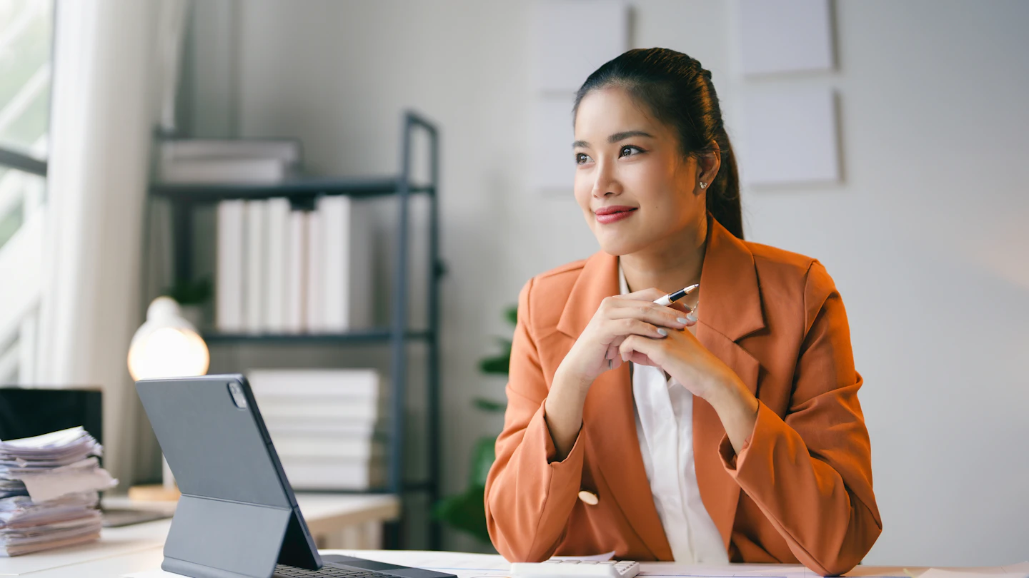 woman using laptop