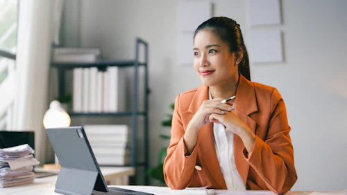 woman using laptop