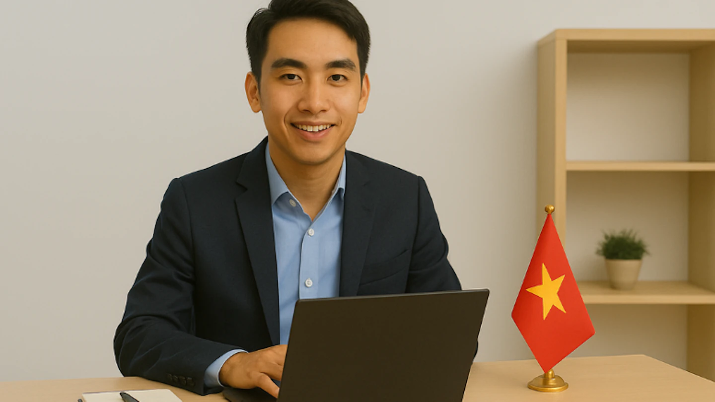 Vietnamese woman holding