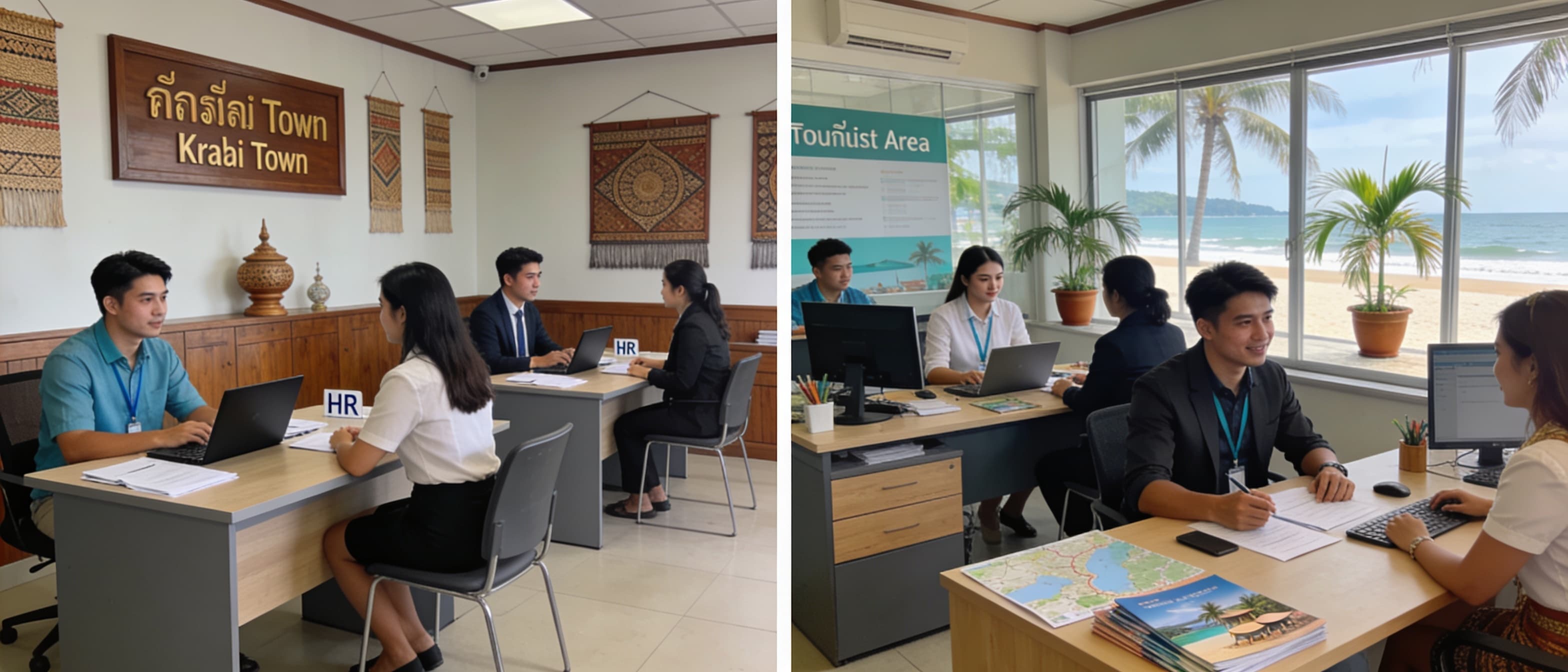 differences between finding a job in Krabi town and in the tourist area