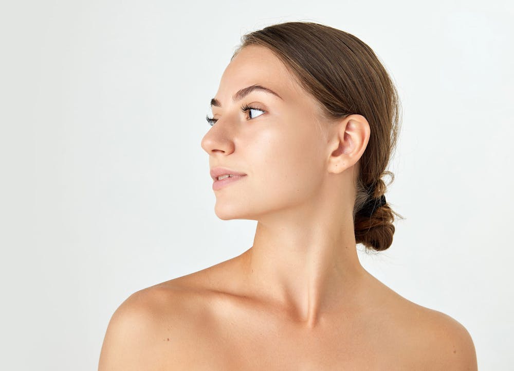 Woman glancing to the side