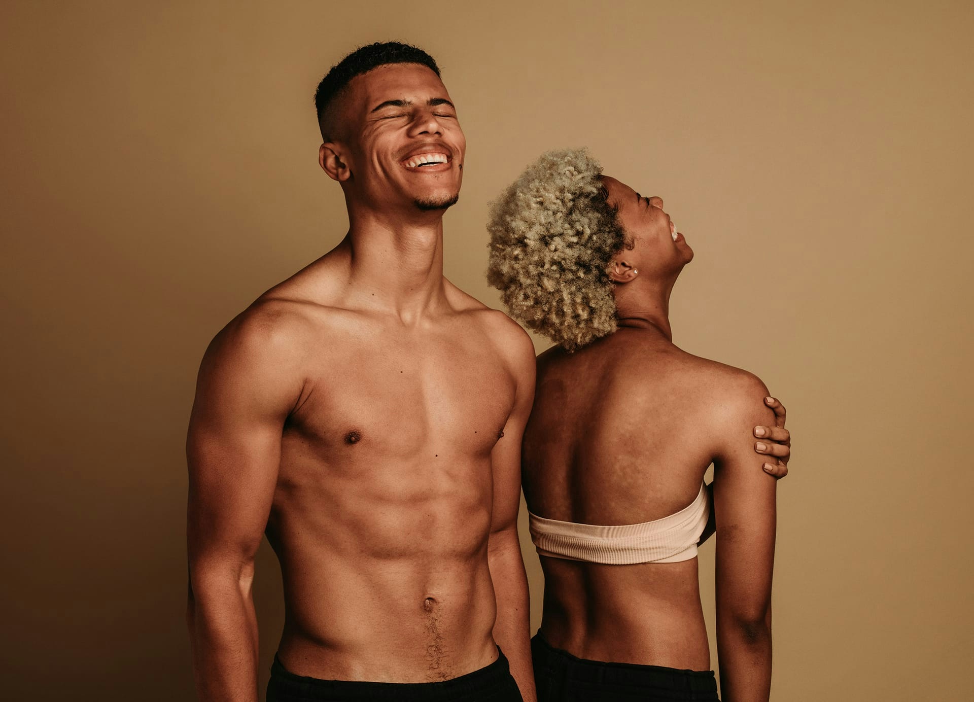 couple laughing together