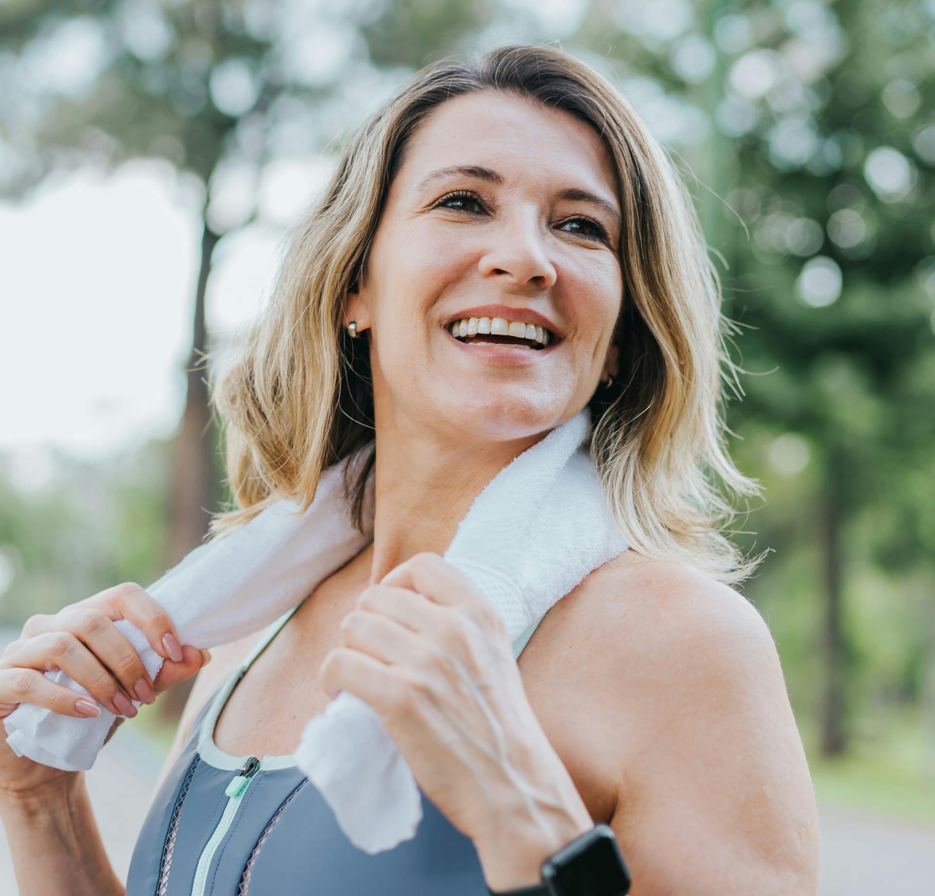 athletic woman smiling