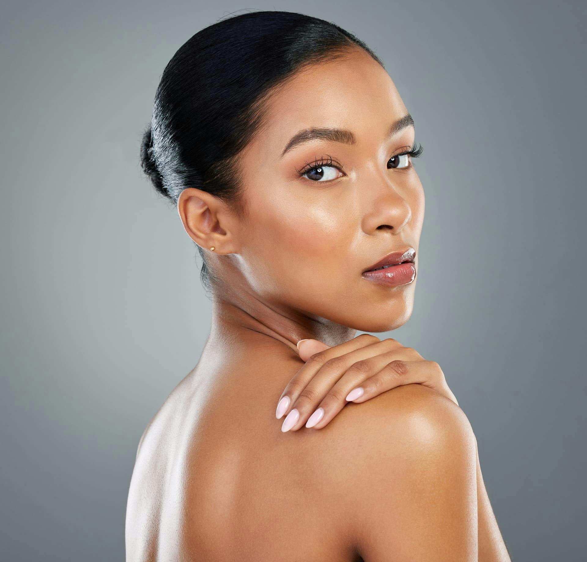 woman looking over shoulder